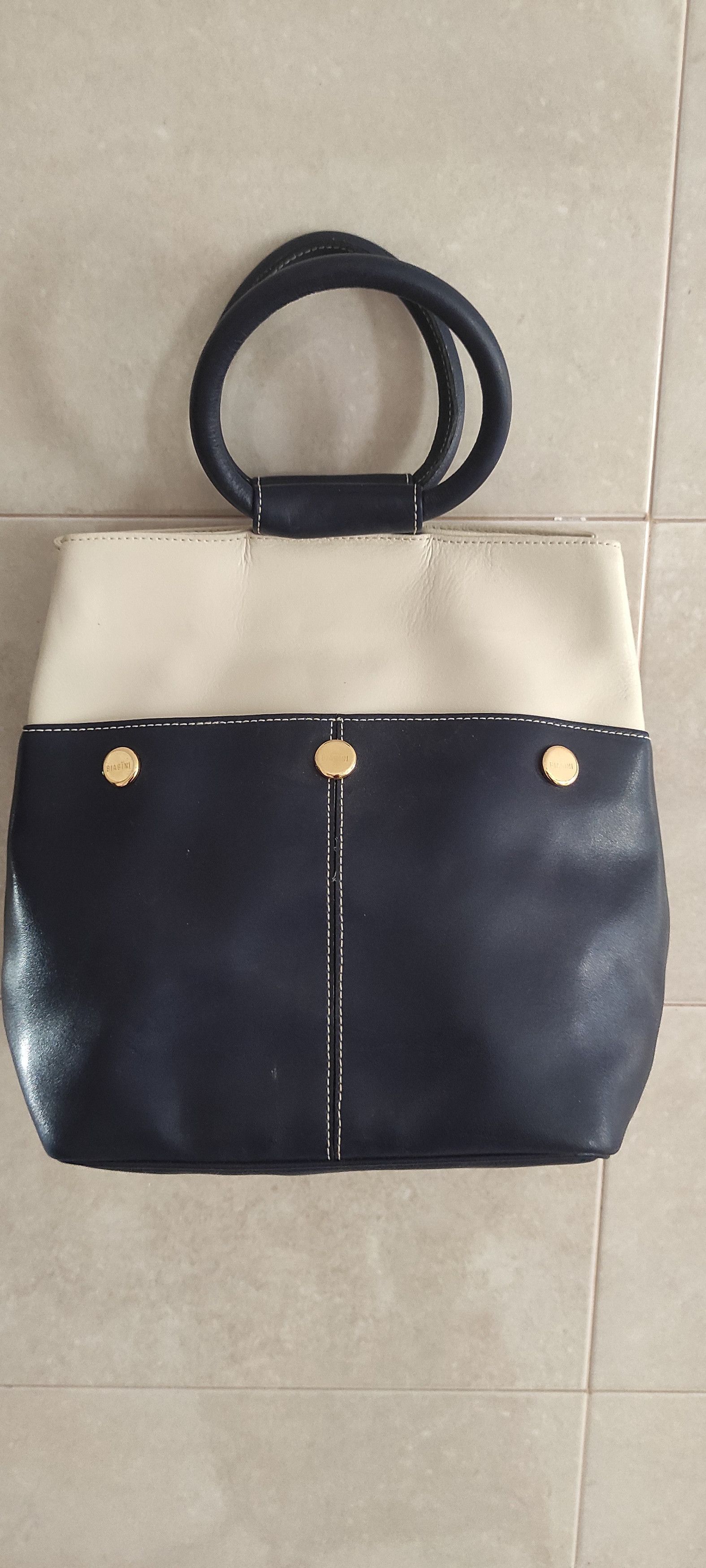 Other Silvano Biagini Italy leather Cream Blue Tote Bag Handbag Size ONE SIZE - 9 Thumbnail