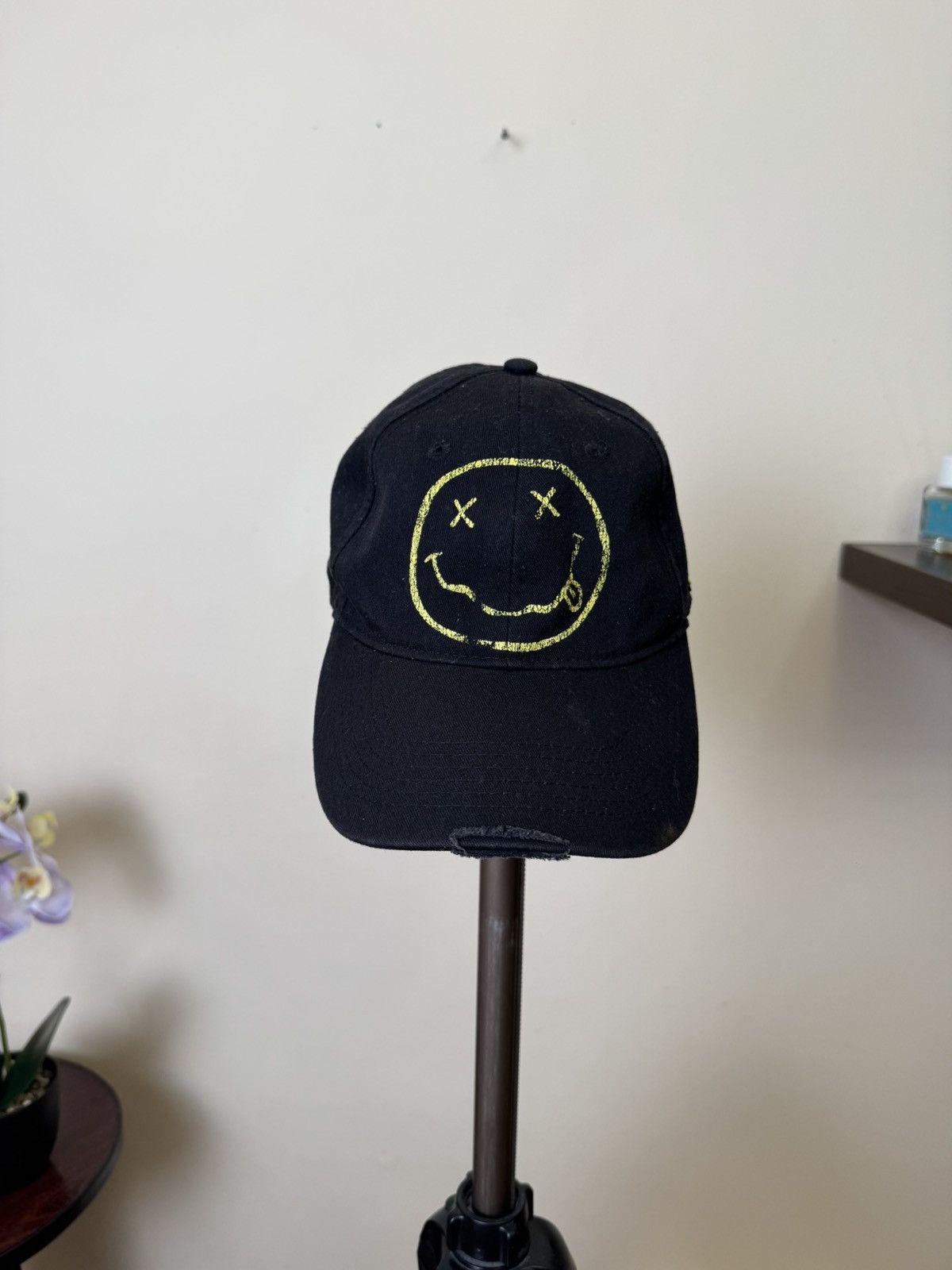 Nirvana Vintage Nirvana Cap Smiley Face Black 2011 Grunge Rock Band Size ONE SIZE - 7 Thumbnail