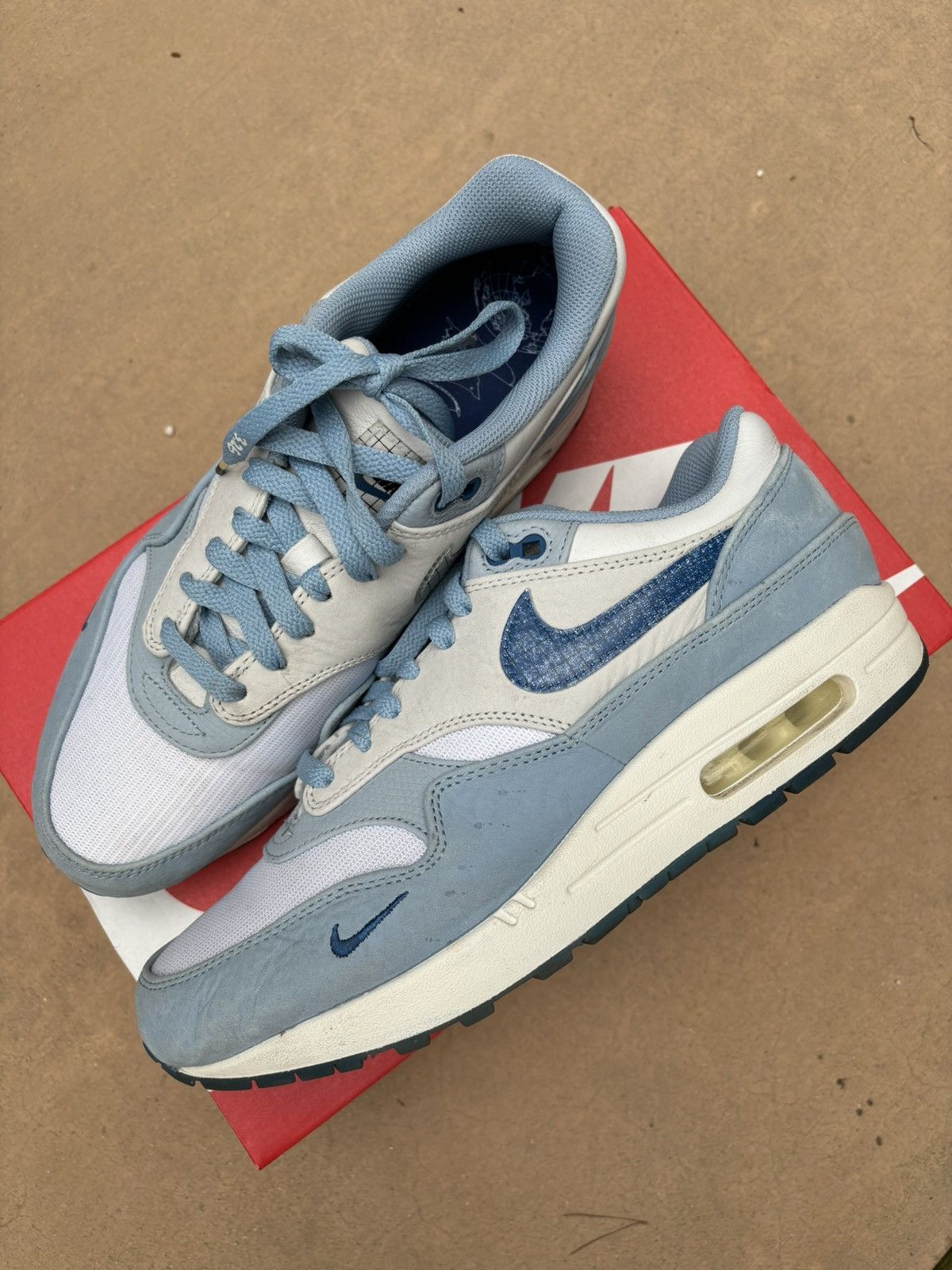 Nike Nike Air Max 1 Premium - Blue Print Size US 9.5 / EU 42-43 - 1 Thumbnail