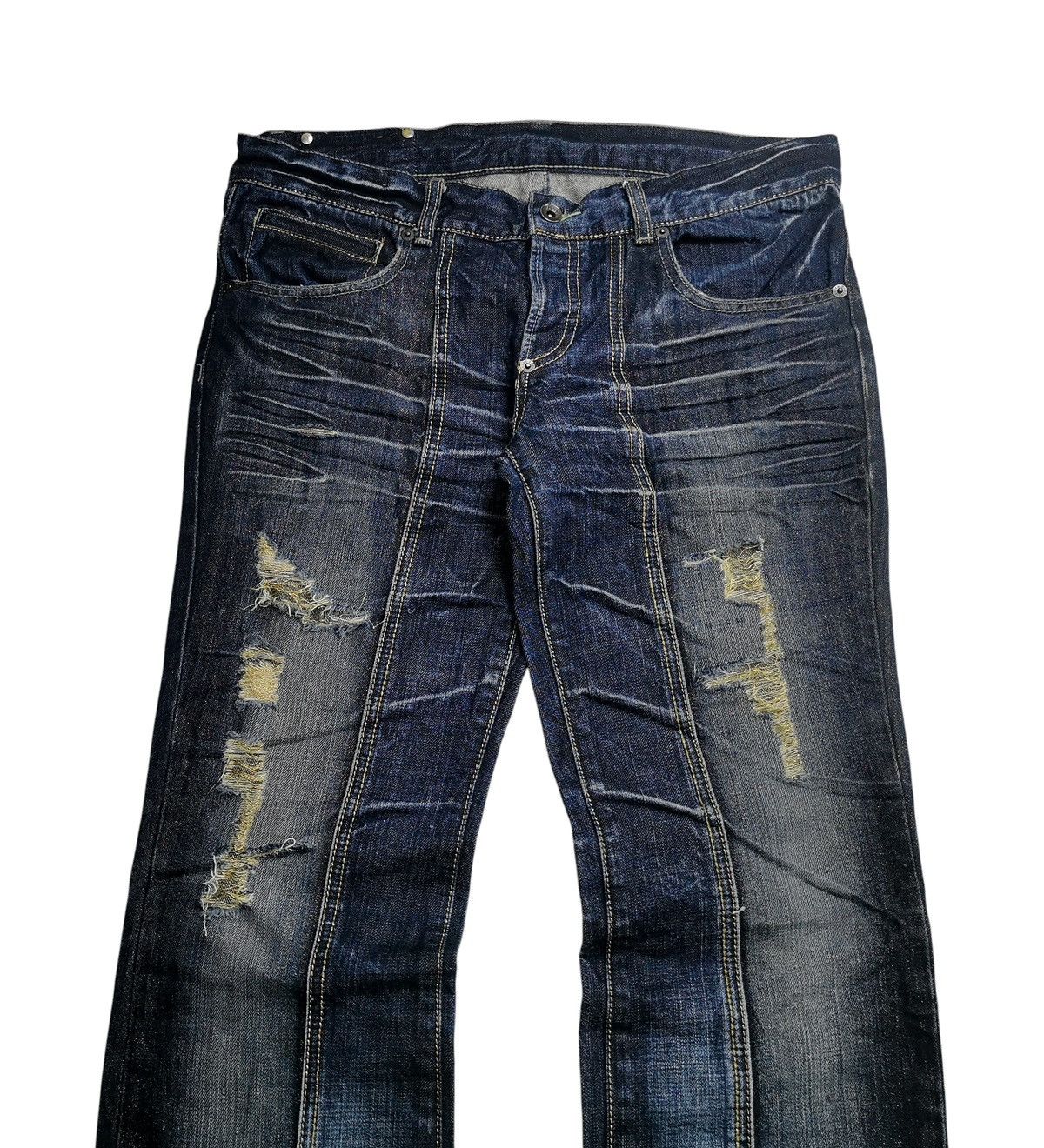 20471120 Slim Flare Jeans Buffalo Jeans Distress Denim Boot Cut Size US 33 - 3 Thumbnail