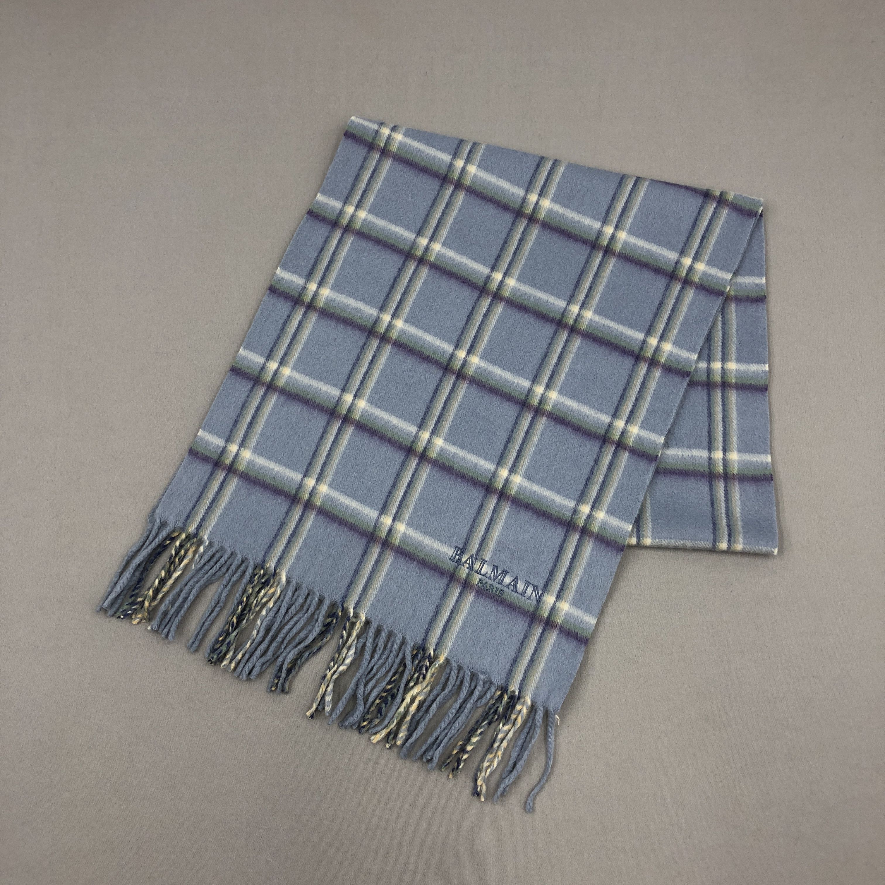 Japanese Brand Vintage Pierre Balmain Scarf Muffler Plaid Wool Scarves Size ONE SIZE - 3 Thumbnail
