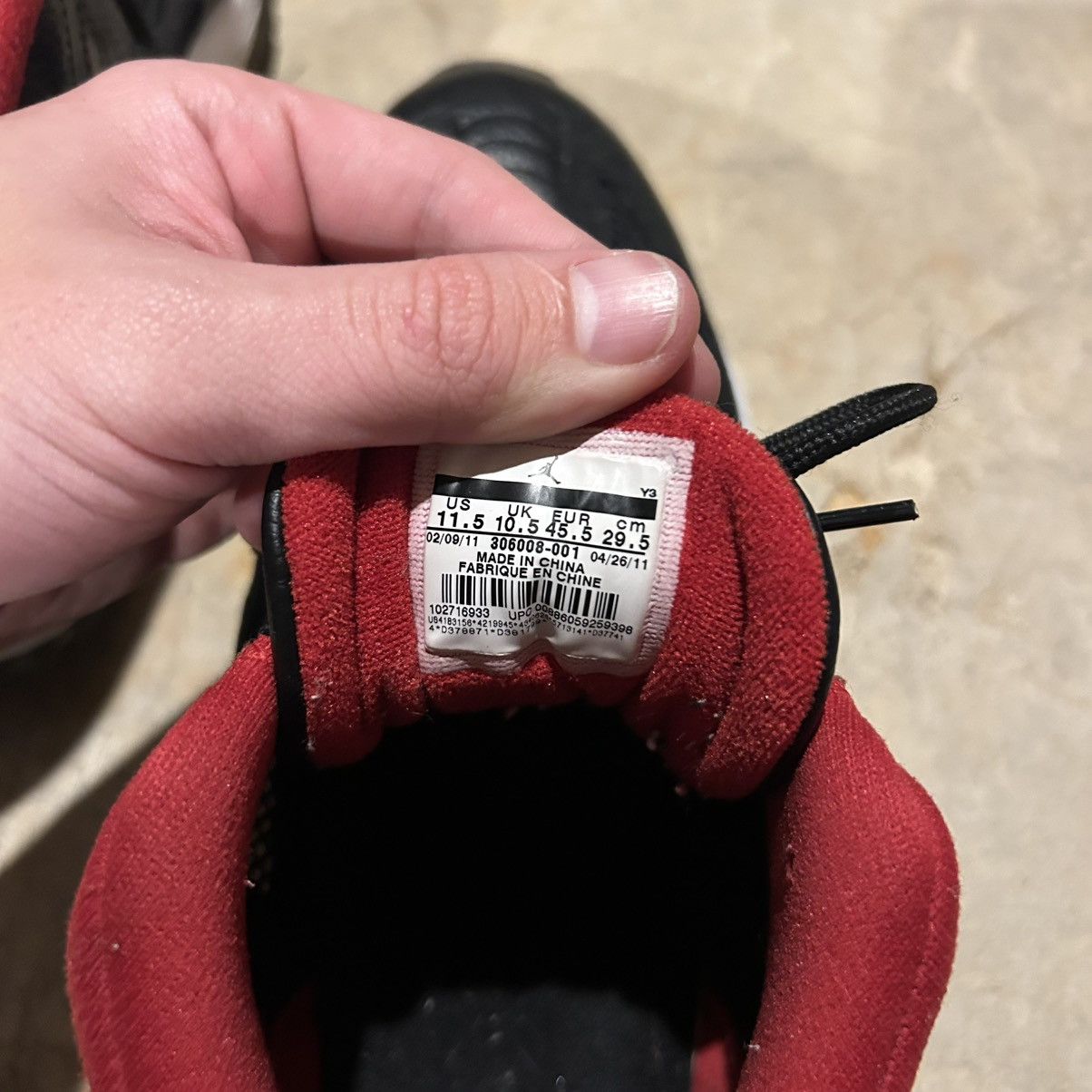 Air Jordan 11 Retro Low IE Black Varsity Red 2011 US 11.5