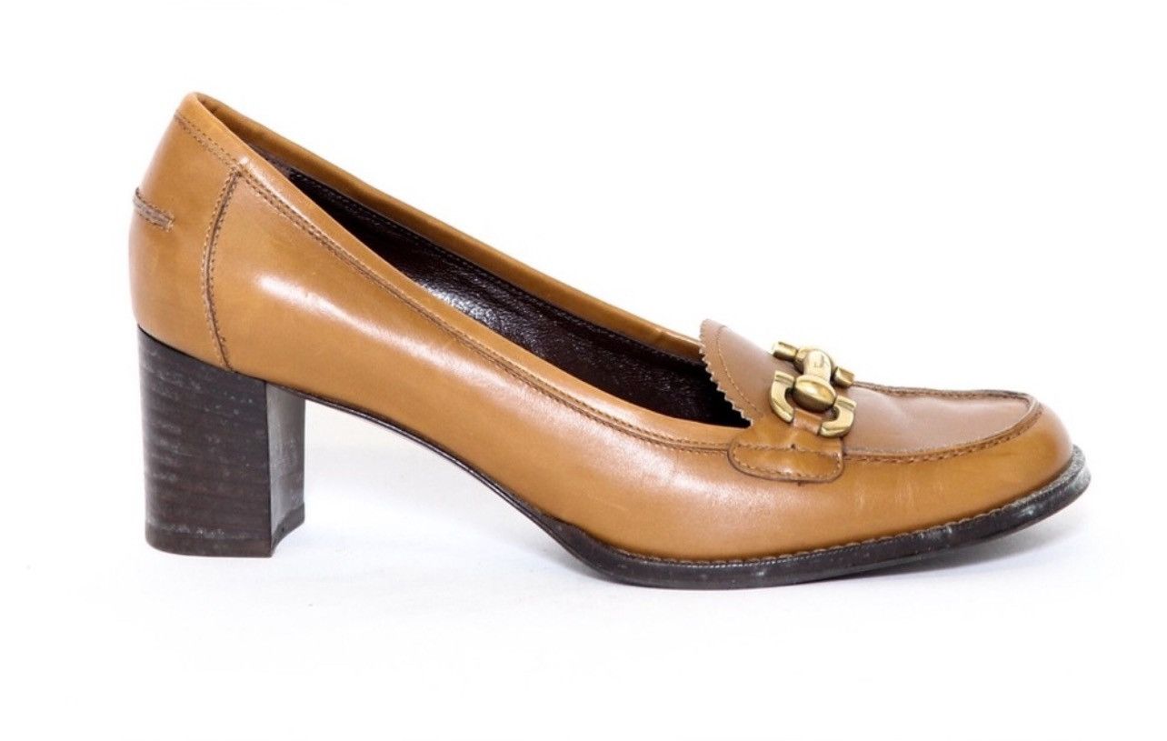 Salvatore Ferragamo × Vintage Vintage Salvatore Ferragamo Leather Buckled Heeled Loafers Size US 8 / IT 38 - 3 Thumbnail