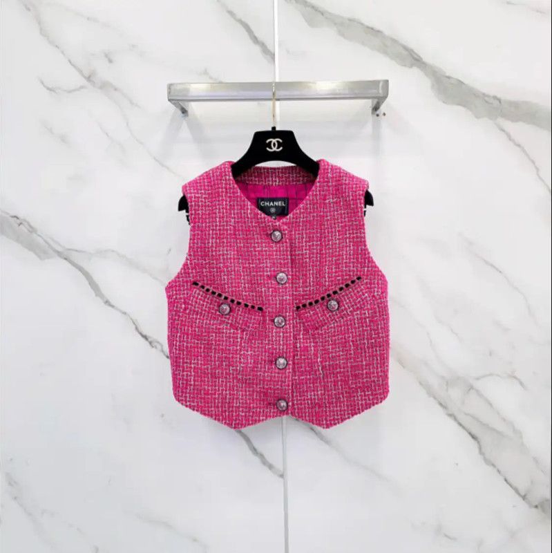 Chanel Chanel Pink Wool Blend Women's Jacket 0089 Size S / US 4 / IT 40 - 1 Thumbnail