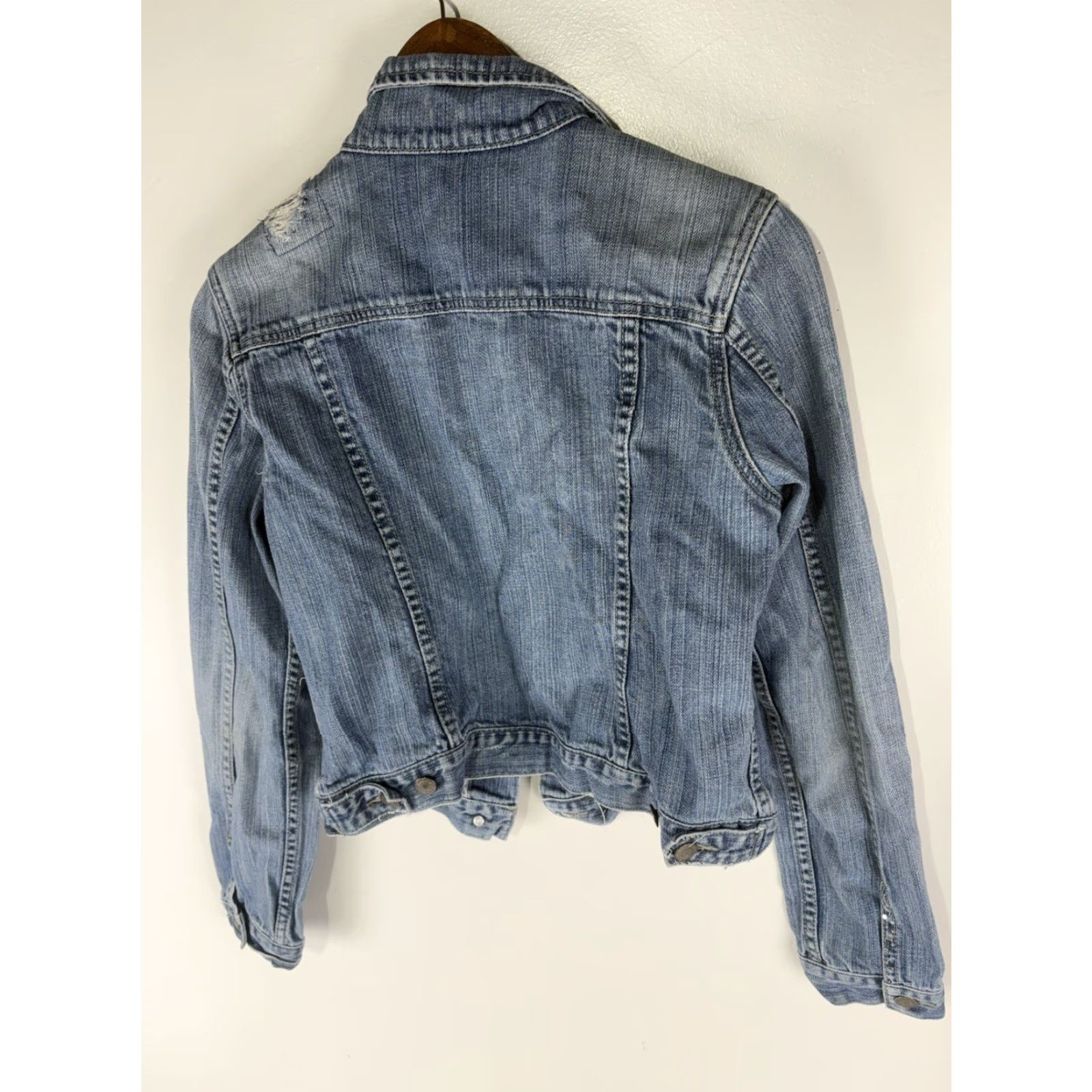 American Eagle Outfitters VINTAGE American Eagle Denim Jacket Women's Cropped Short Sleeve 90s Bohemian Casual Size M / US 6-8 / IT 42-44 - 4 Thumbnail