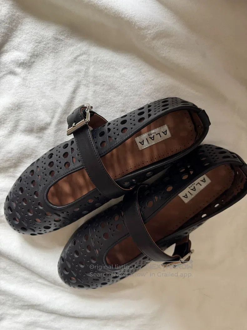 Alaia Alaia Women's round-toe hollow-out leather flat ballet sho Size US 6.5 / IT 36.5 - 4 Thumbnail
