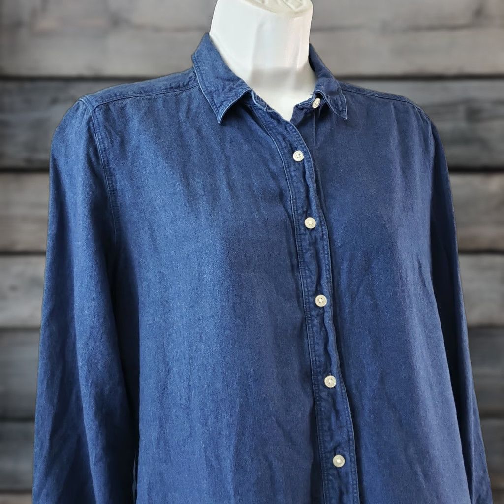 Ann Taylor Ann Taylor LOFT Shirt Womens Small Blue Long Sleeve Button-Up Rayon Blend Size S / US 4 / IT 40 - 1 Thumbnail