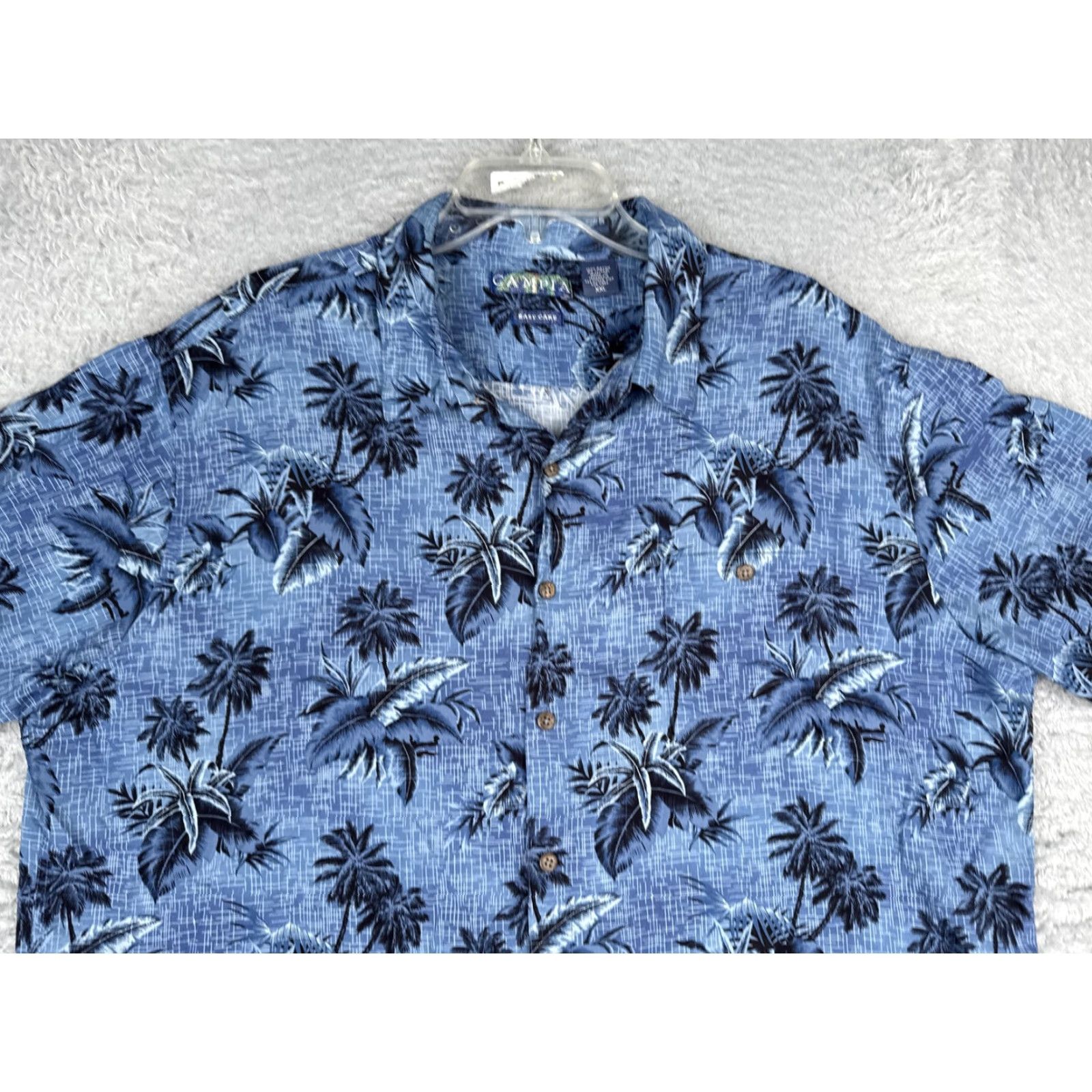 Vintage Campia Shirt Mens 2XL Blue Short Sleeve Hawaiian Palm Tree Button Up Tropical Size US XXL / EU 58 / 5 - 4 Thumbnail
