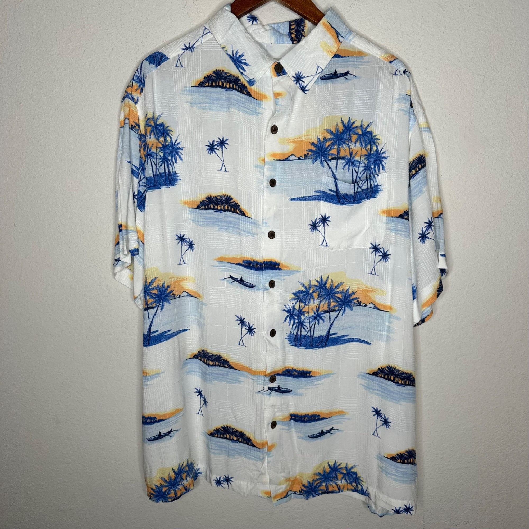 Caribbean Caribbean Camp Shirt Hawaiian Print White Sz 2XB Size US XXL / EU 58 / 5 - 6 Thumbnail