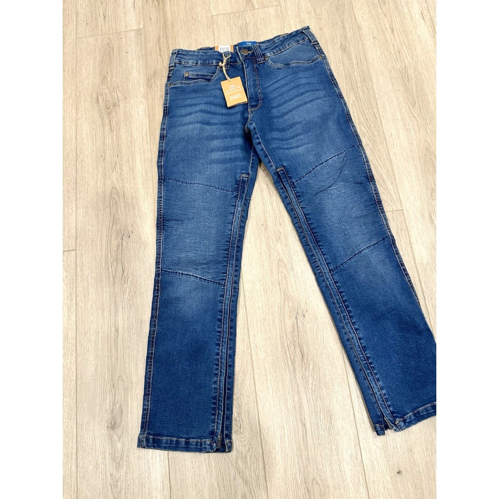 Vintage NWT No Limbits Denim Jeans 30x30 Mens Blue Dark Wash Stretch Zipper Straight Grunge 30 Inseam Jeans Mens Regular Fit Trend Size US 30 / EU 46 - 3 Thumbnail