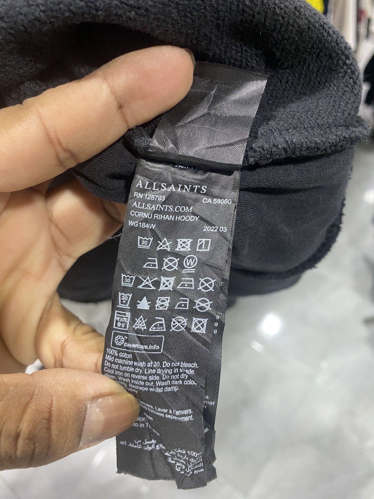 Allsaints Vintage AllSaints Cornu Hoodie in Black with a Washed-Effect Size US S / EU 44-46 / 1 - 5 Thumbnail