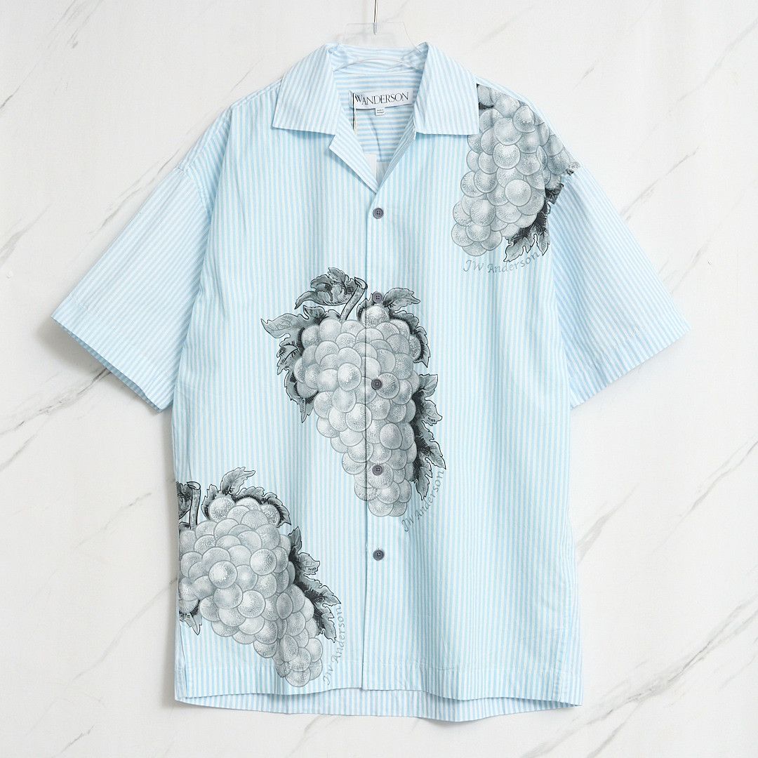 JW Anderson JW Anderson Men's Grape Print Striped Shirt Size US M / EU 48-50 / 2 - 1 Thumbnail