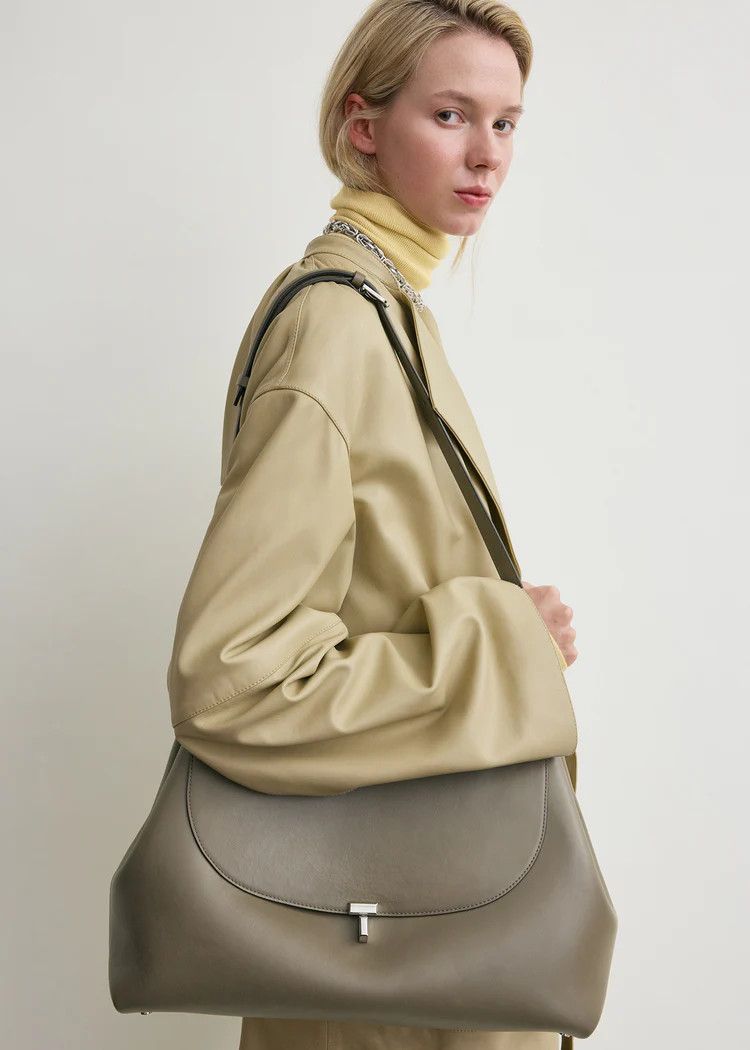Toteme os11x0726 Size: OS / T-Lock Leather Satchel Bag in Taupe Size ONE SIZE - 2 Thumbnail