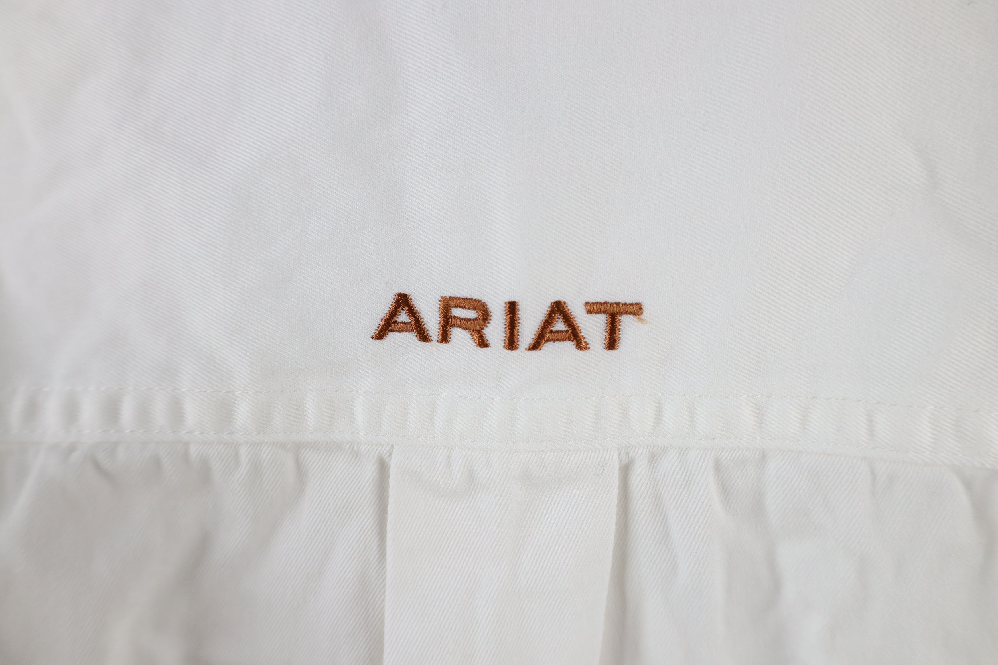 Ariat × Vintage Ariat Heavyweight Twill Collared Button Down Shirt White Size US L / EU 52-54 / 3 - 9 Thumbnail