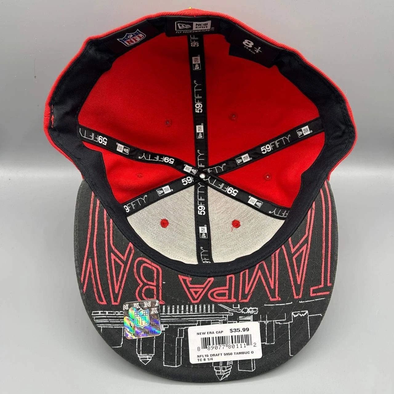 New Era Tampa Bay Buccaneers Hat Men 8 1/4 Red NFL Fitted Cap Size ONE SIZE - 2 Thumbnail