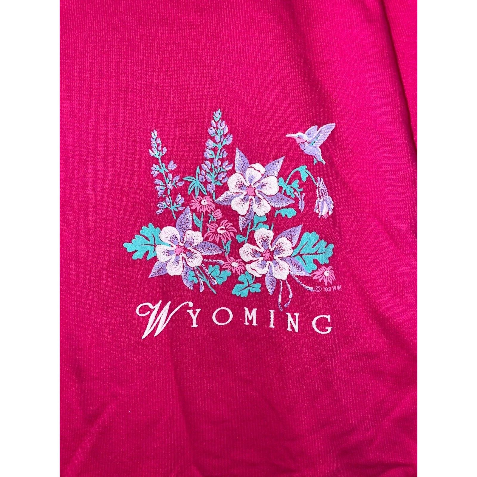 Jerzees Vintage Wyoming Shirt Destination Flower Pink Shirt Large WY Size US L / EU 52-54 / 3 - 3 Thumbnail