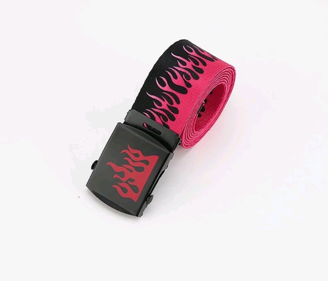 Japanese Brand 💥Flame pattern dark pink colour harajuku streetwear belt Size ONE SIZE - 1 Preview