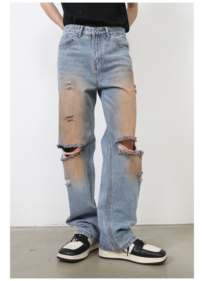 Japanese Brand × Jean Men's American style distressed tie-dye ripped jeans Size US 32 / EU 48 - 2 Thumbnail