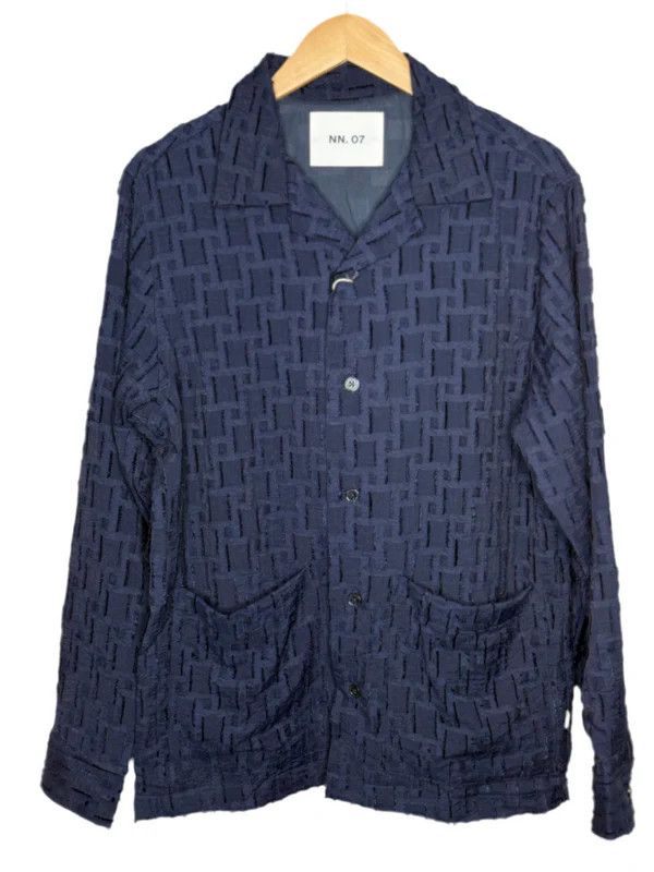 NN07 Hank Overshirt Navy Blue Viscose Blend Size US L / EU 52-54 / 3 - 1 Thumbnail