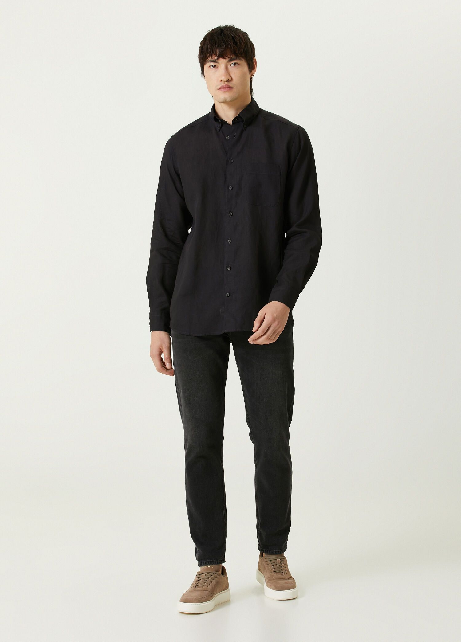 Eton ETON of Sweden contemporary fit black linen shirt 43 XL Size US XL / EU 56 / 4 - 2 Thumbnail