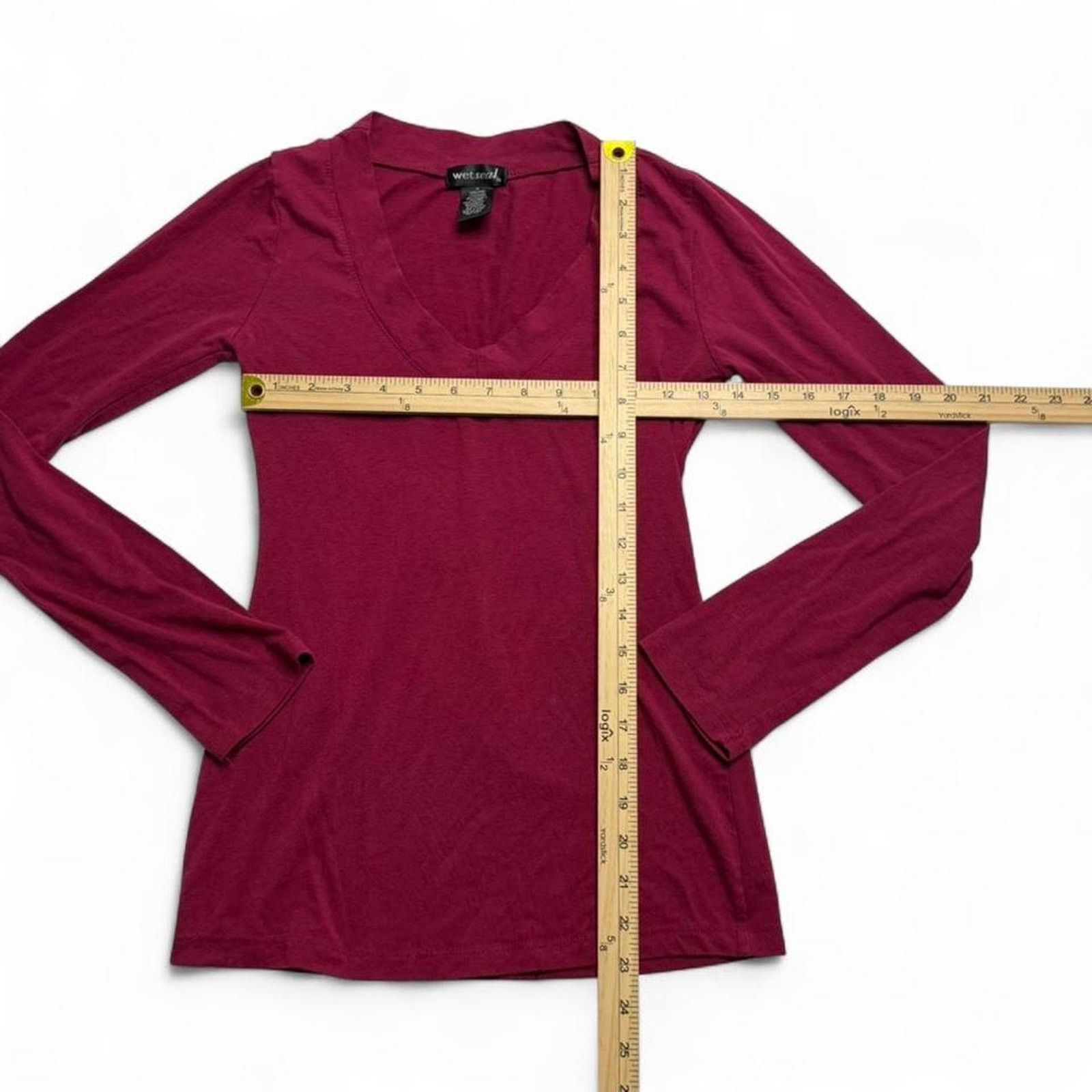 Other Wet Seal burgundy long sleeve v neck top Size M Size M / US 6-8 / IT 42-44 - 4 Thumbnail