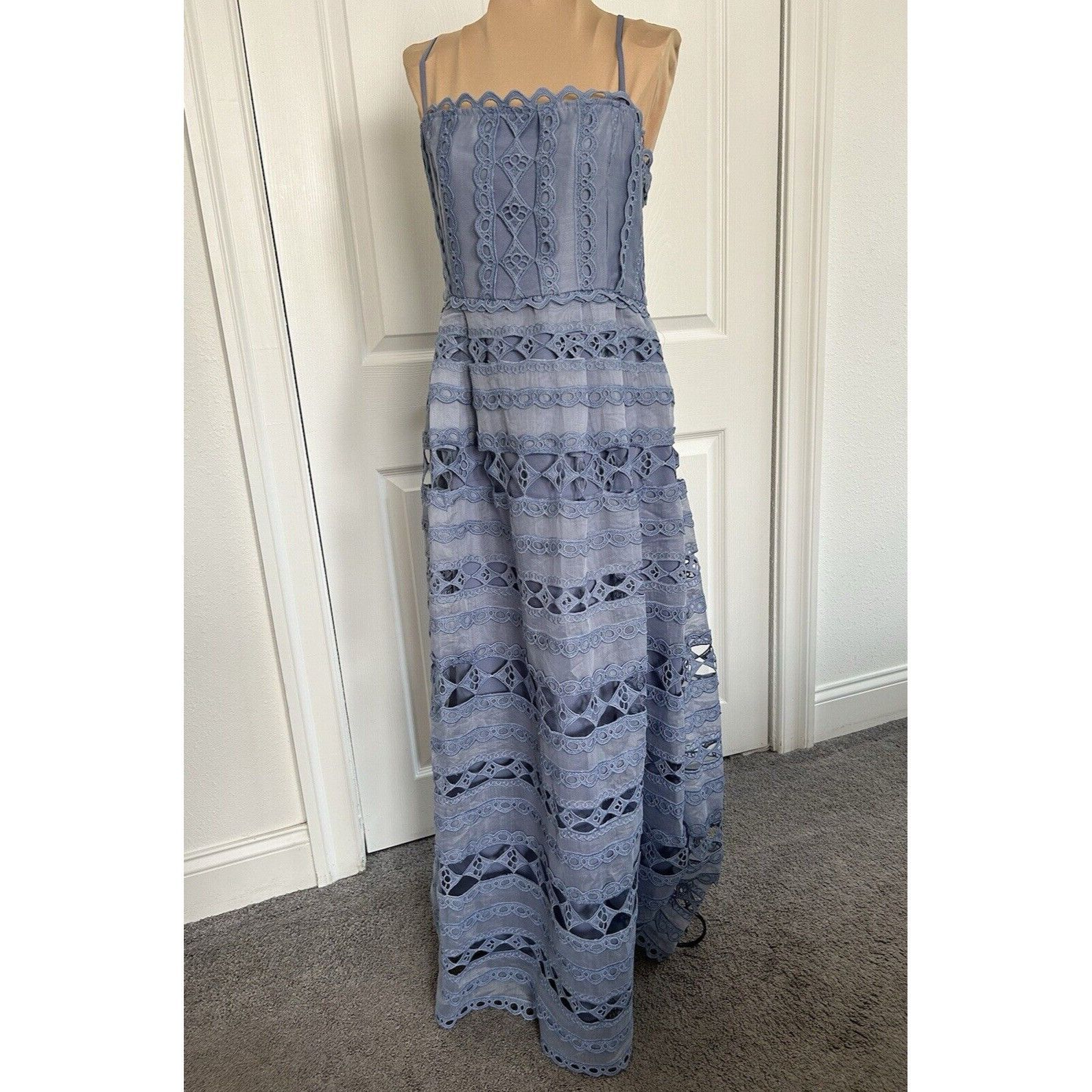 Other Endless Rose Combination Lace Spaghetti Strap Midi Dress Blu Size L / US 10 / IT 46 - 2 Thumbnail