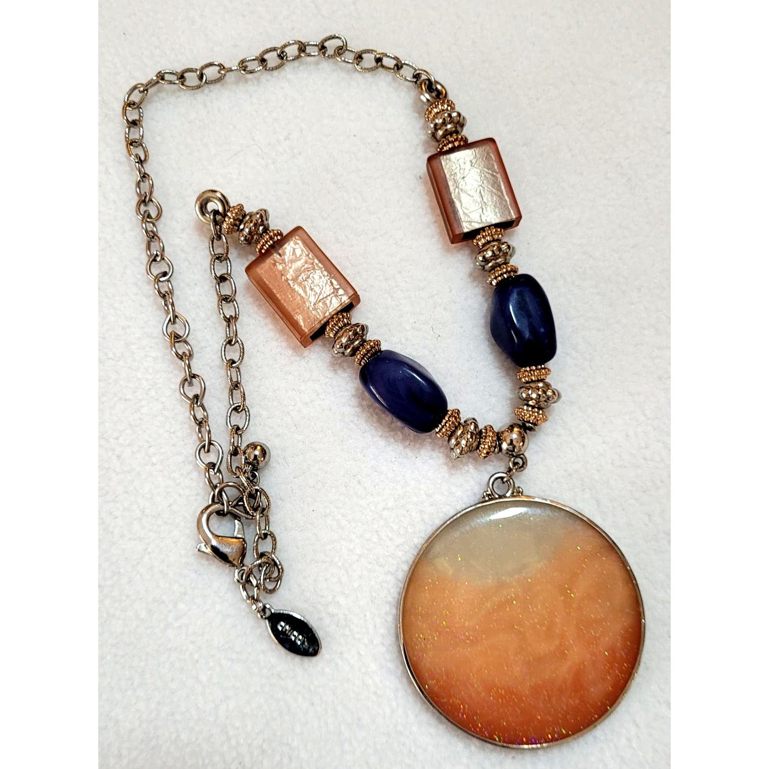 Chicos Chico's Medallion Necklace Acrylic Beads Blue Sunset Colors Size ONE SIZE - 3 Thumbnail