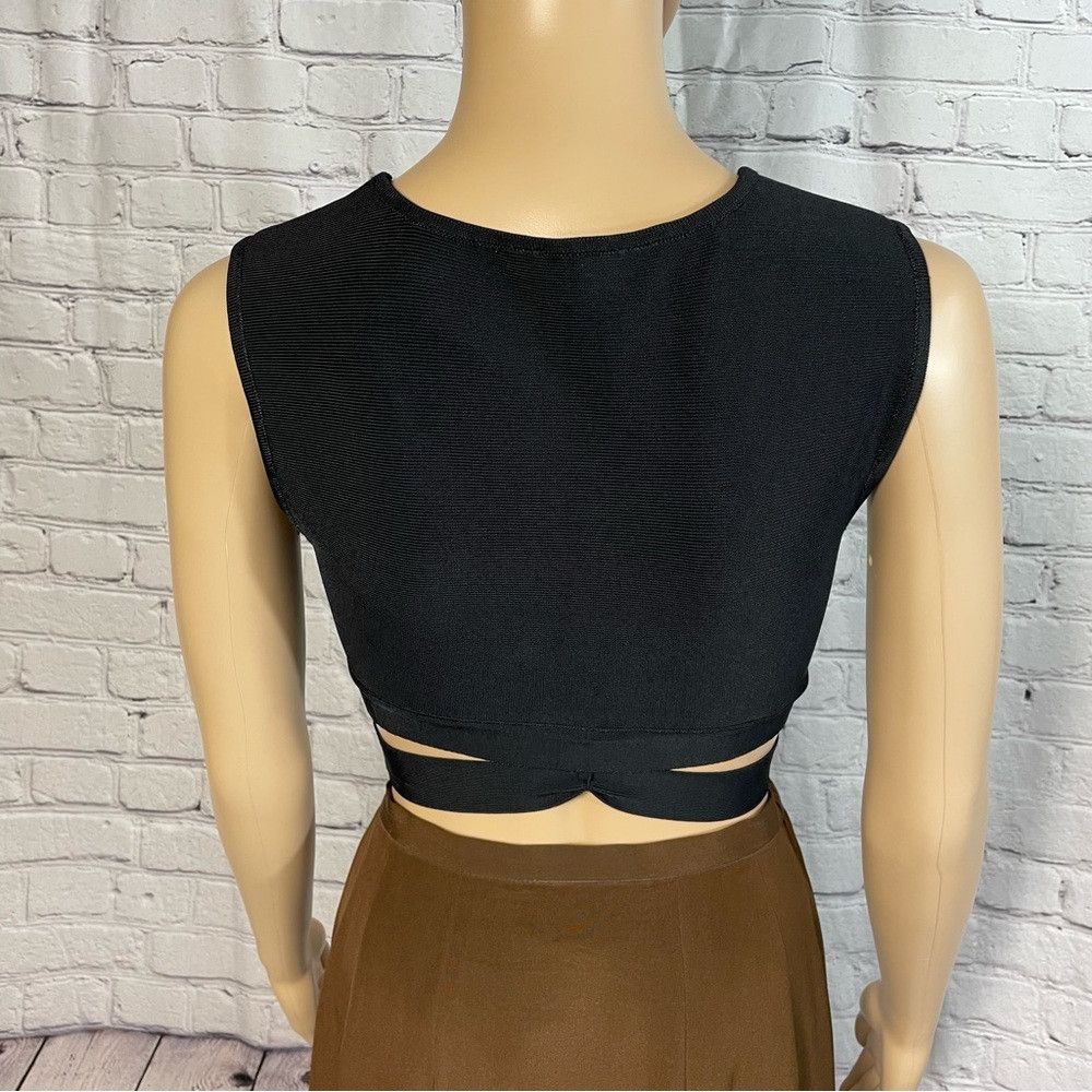 Bcbgmaxazria NWT New $198 BCBGMaxAzria Clarissa Black Crop Knit Top Size Size XS / US 0-2 / IT 36-38 - 4 Thumbnail