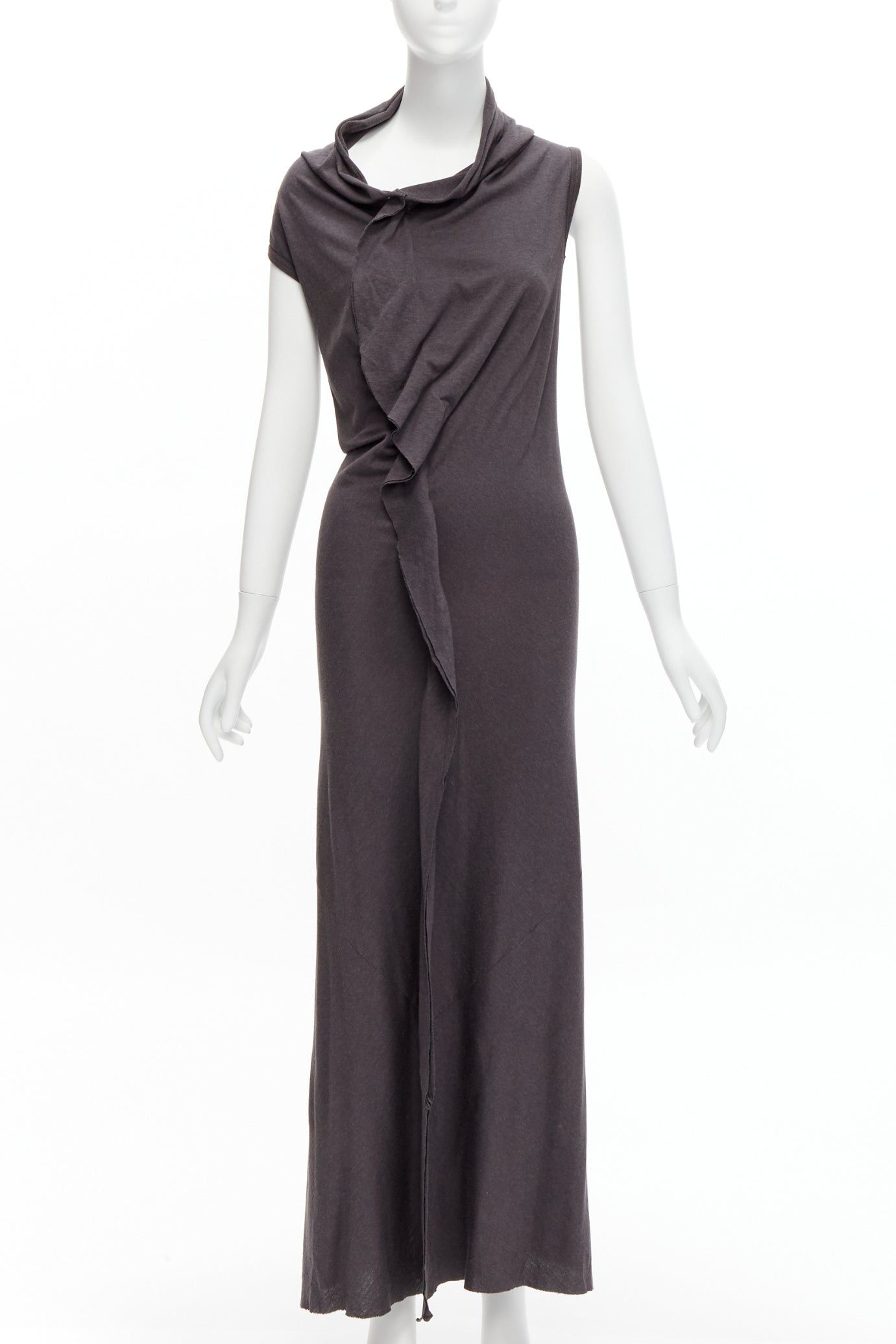 Comme des Garcons COMME DES GARCONS 1998 Vintage grey cowl neck flutter seam 3D cut midi dress S Size S / US 4 / IT 40 - 1 Thumbnail