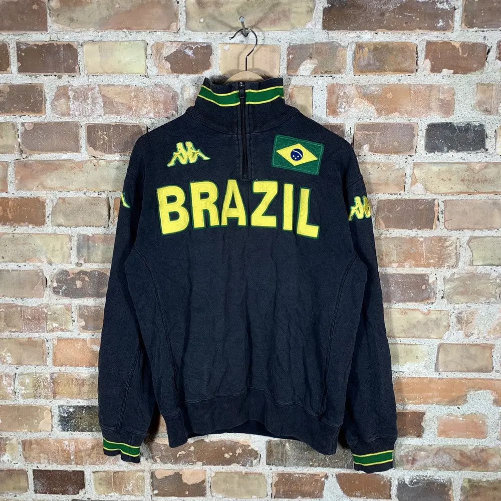 Kappa Vintage 00s BlockCore Style Kappa Brazil Soccer Sweatshirt Size US L / EU 52-54 / 3 - 3 Thumbnail