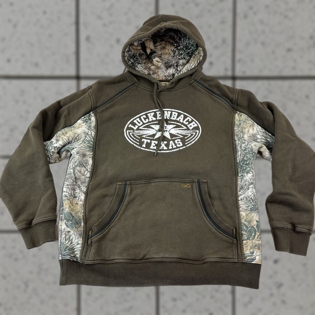 Vintage Game Guard Hoodie Pullover Sweatshirt L Brown Outdoor Classic Hooded Pockets Fleece Men size Large Texas Luckenbach 90s Size US L / EU 52-54 / 3 - 1 Thumbnail