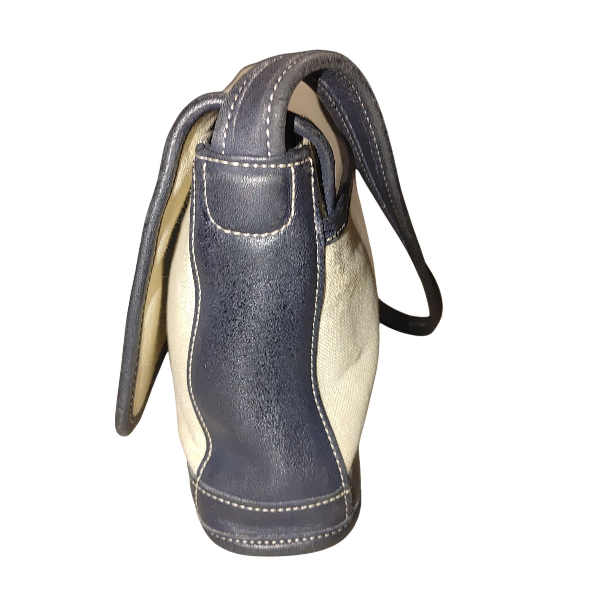 Coach Coach Bleeker Flap Purse Handbag 90s Navy Blue Black Canvas Size ONE SIZE - 9 Thumbnail