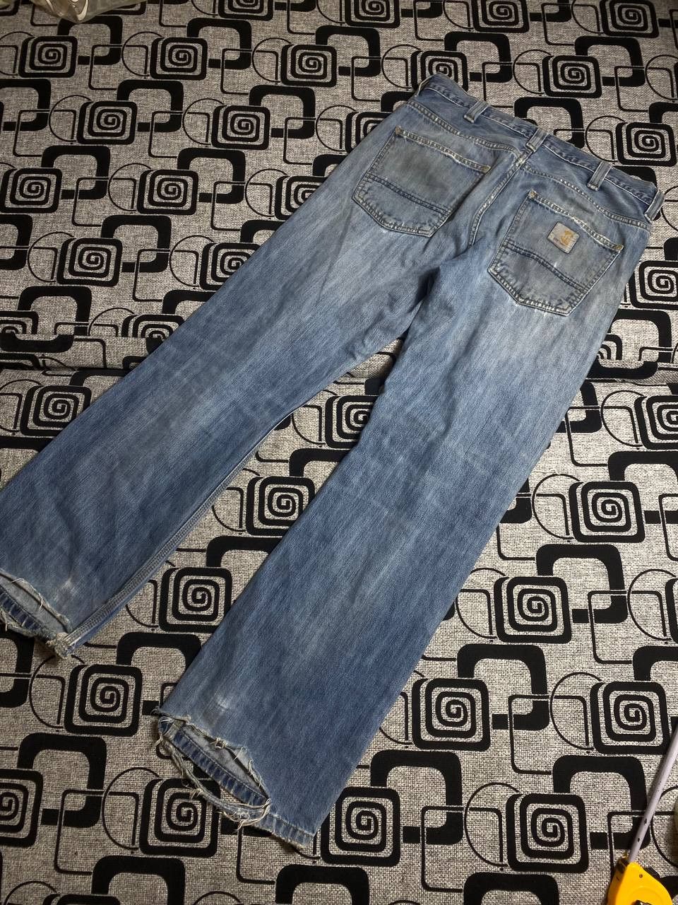 Carhartt × Japanese Brand Crazy Crash Dirty Baggy Faded Jean Japan Avant Garde Style Size US 34 / EU 50 - 18 Thumbnail