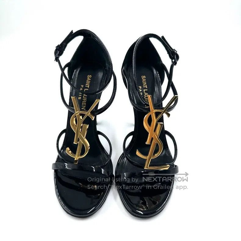 Saint Laurent Paris Saint Laurent Paris Black Patent Leather High Heel Sandals Size US 4.5 / IT 34.5 - 2 Thumbnail