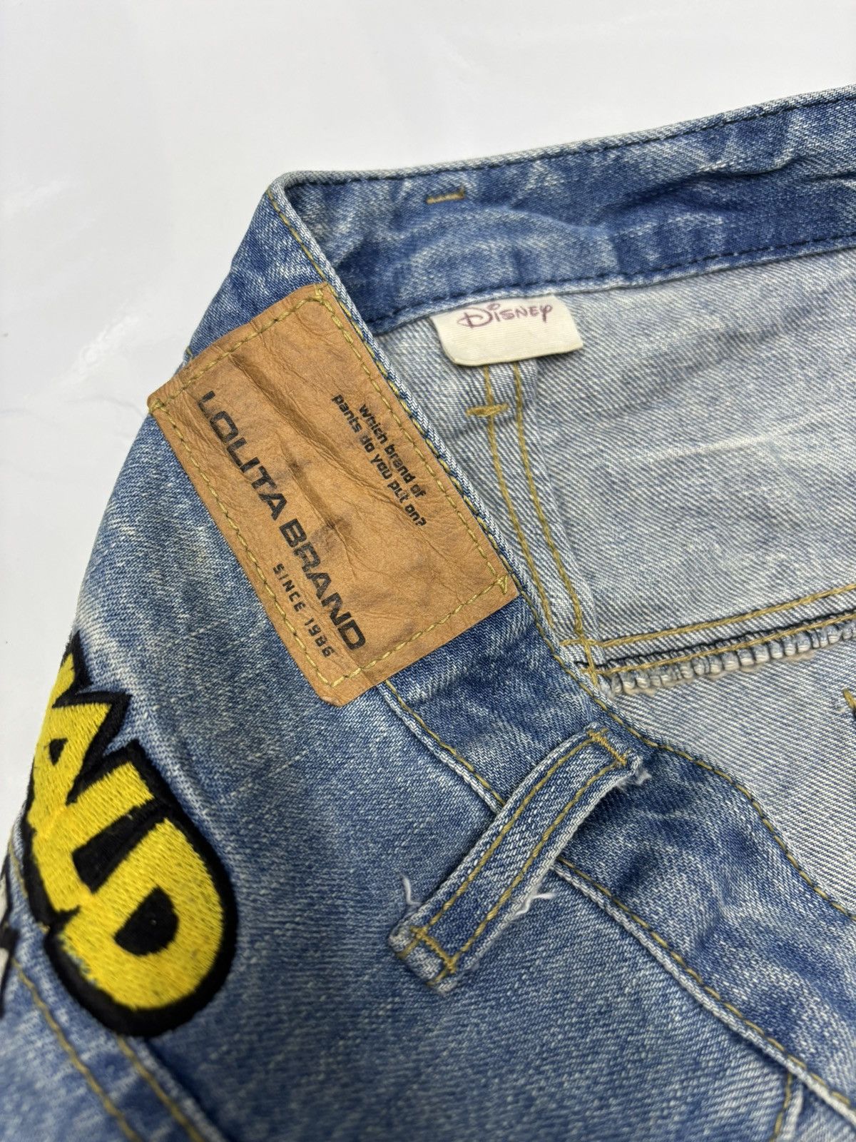 Disney 🔥LOLITA X DONALD DUCK DISNEY BOOTCUT JEANS Size US 35 - 10 Thumbnail