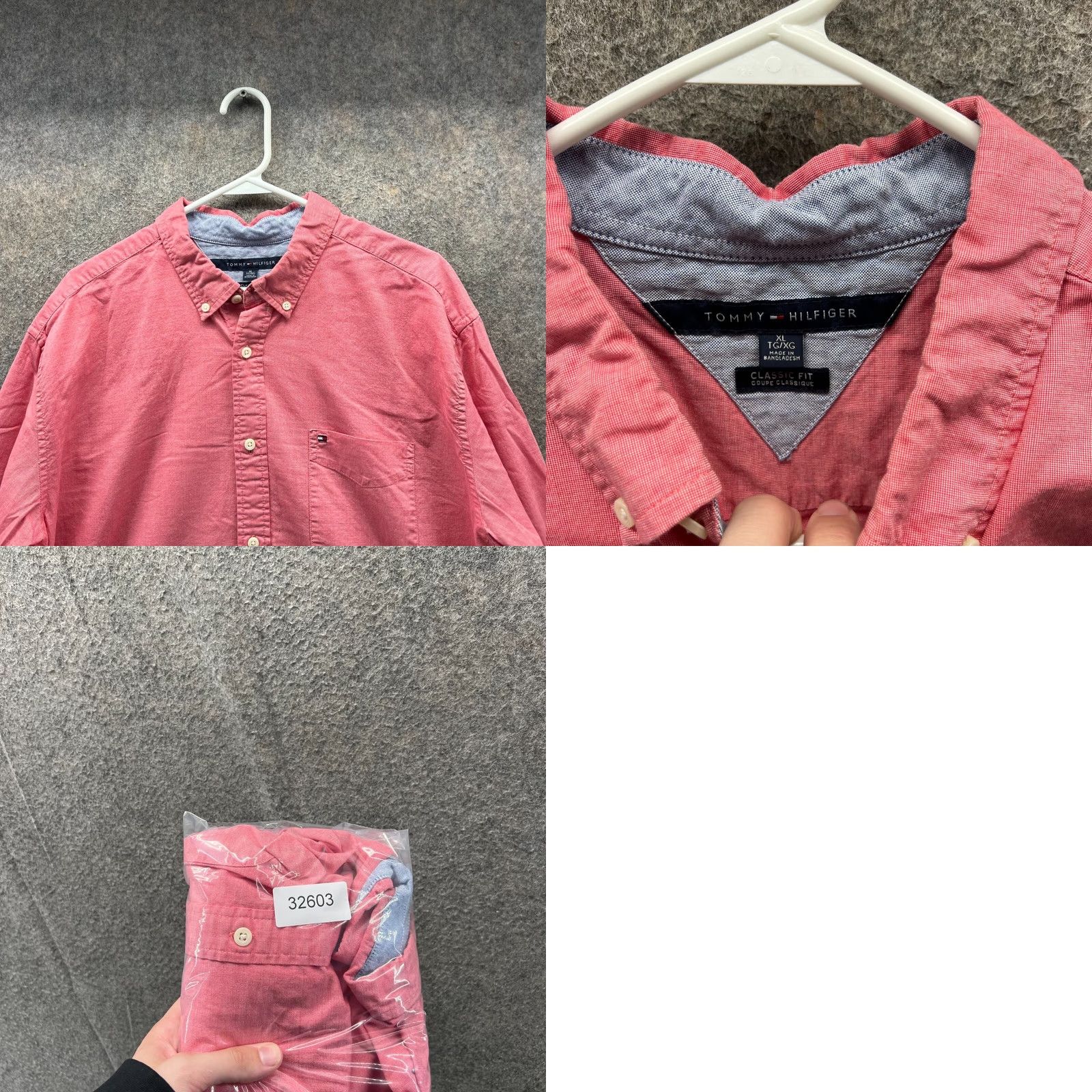 Tommy Hilfiger VINTAGE Tommy Hilfiger Shirt Mens XL Pink Button Down Classic Preppy Dress Oxford VTG Size 46R - 8 Thumbnail