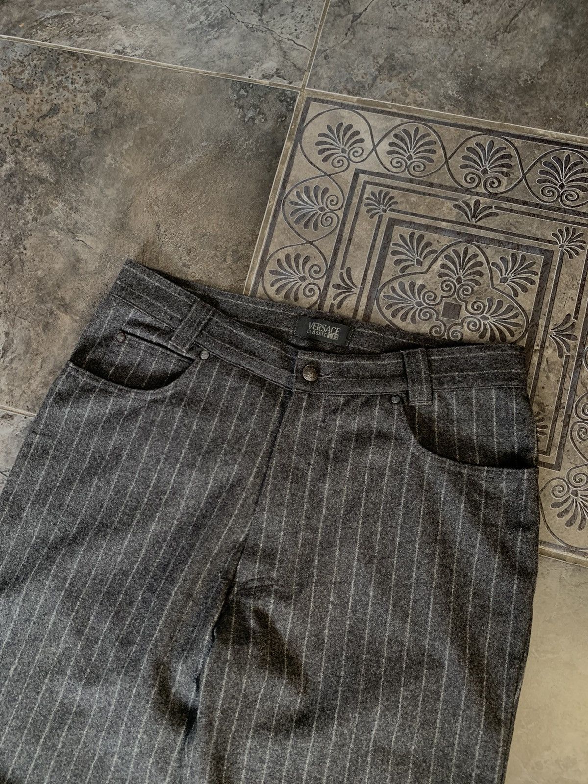 Versace × Vintage Versace Lana wool pants Logo Size US 34 / EU 50 - 2 Thumbnail