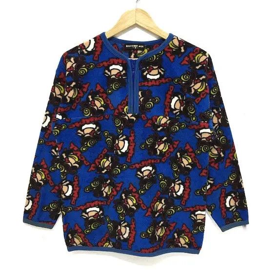 Hysteric Glamour HYSTERIC GLAMOUR AOP Japan Anime Manga Fleece Sweater Jacket Size S / US 4 / IT 40 - 1 Thumbnail