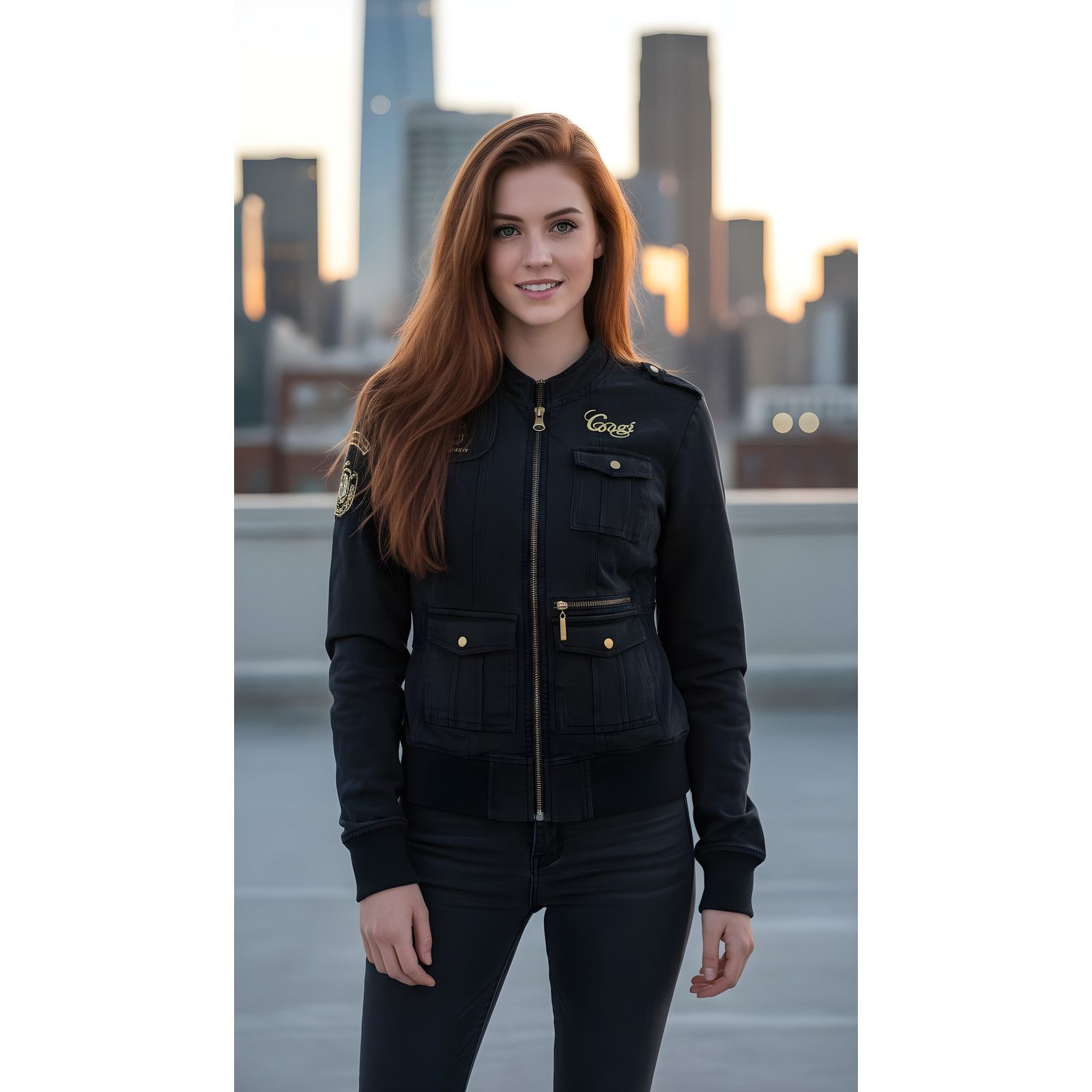Coogi Women's Black Bomber Jacket Gold Embroidery Size Small