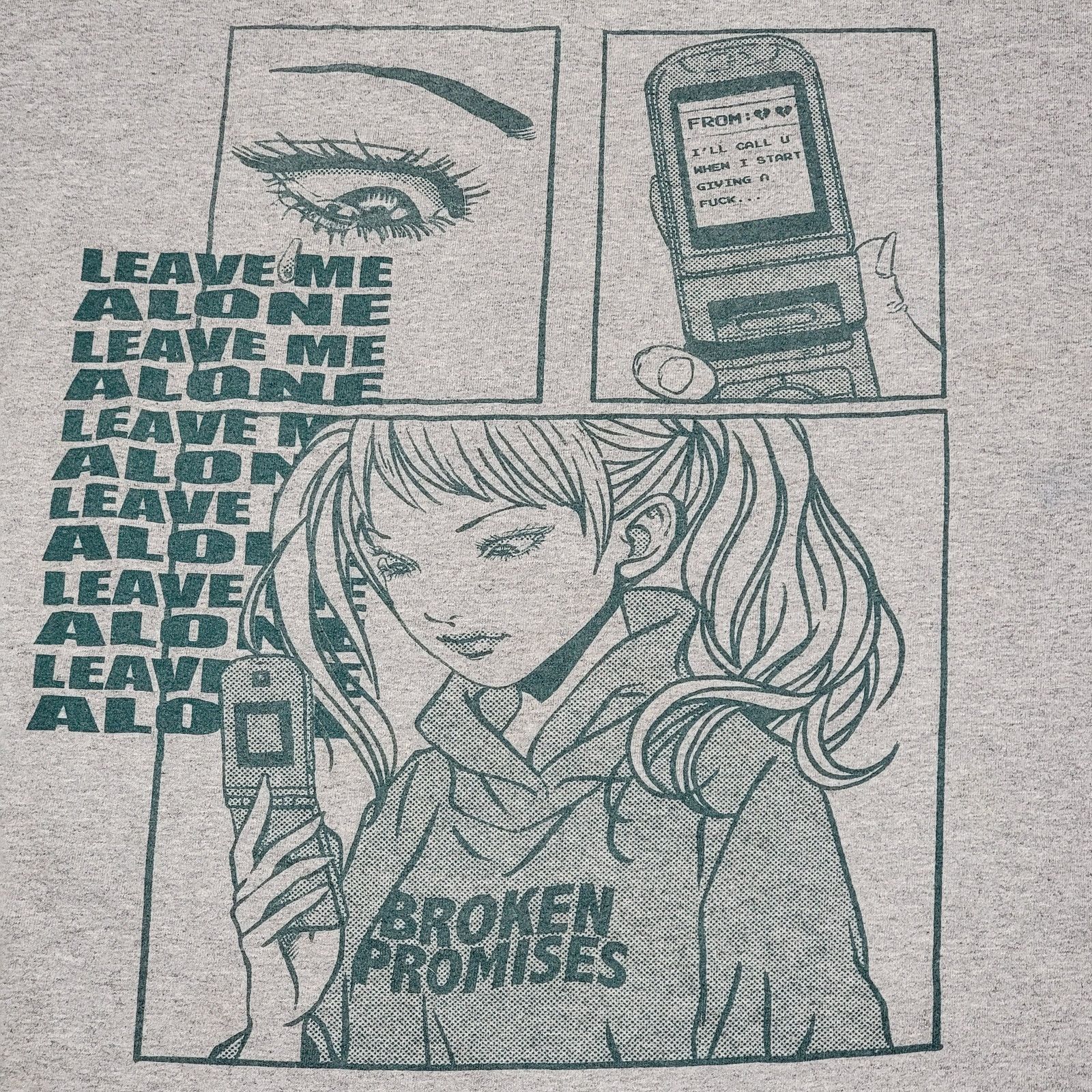 Broken Promises Co. Broken Promises Grey Unisex Tee "Leave Me Alone" - Size XL Size XL / US 12-14 / IT 48-50 - 2 Thumbnail