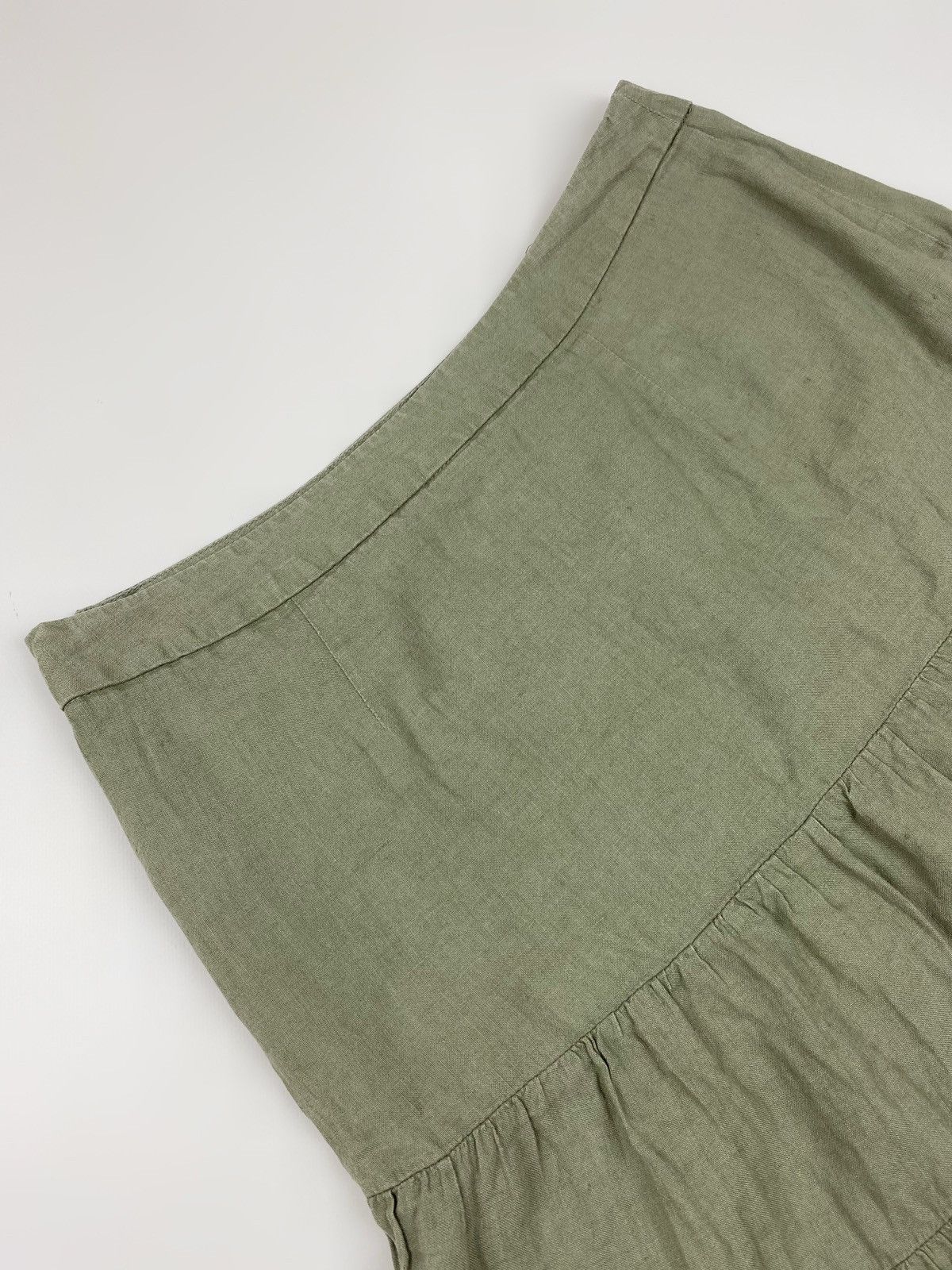 Gap Y2K Vintage Gap Olive Green Linen Tiered Ruffle Midi Skirt 6 Size 28" / US 6 / IT 42 - 7 Thumbnail