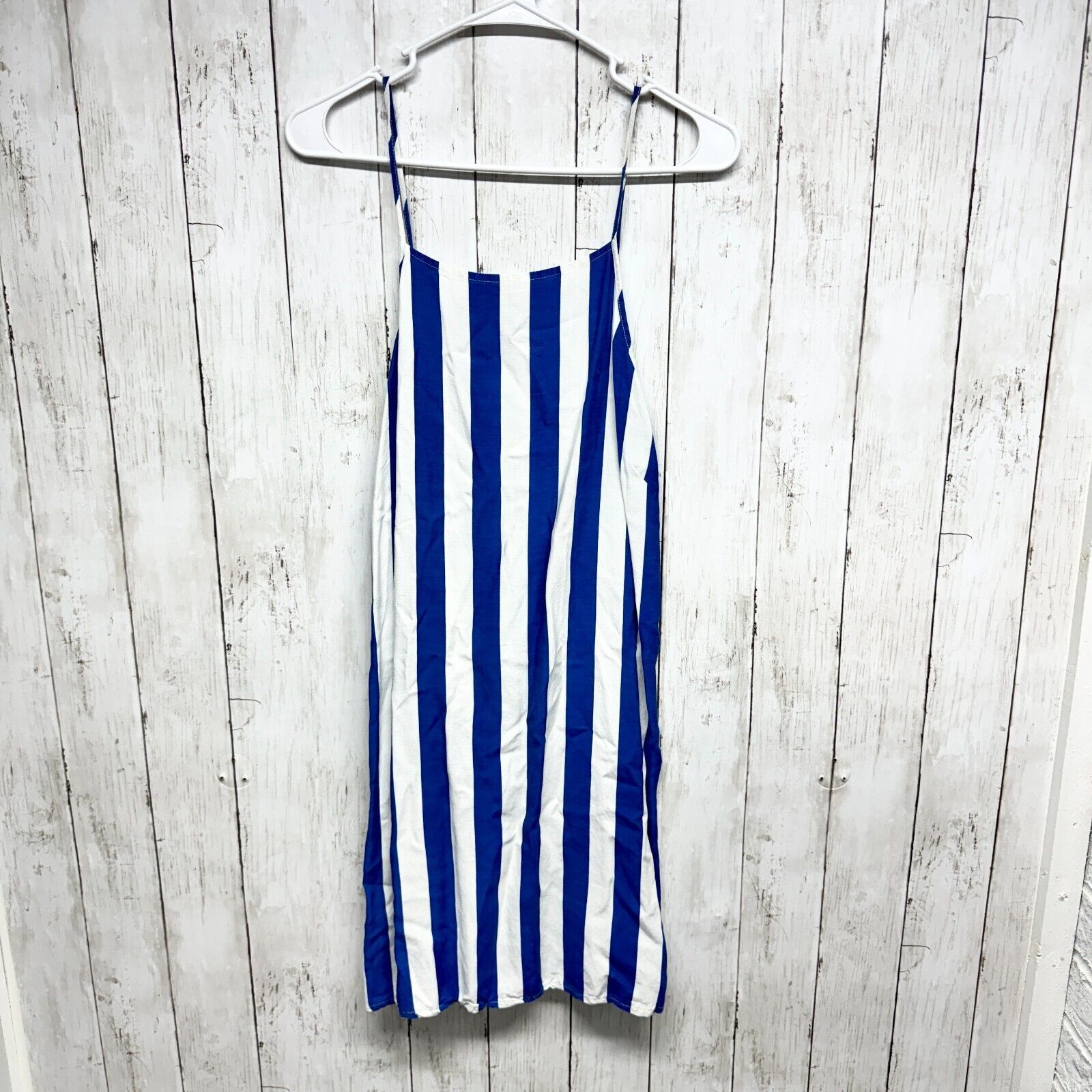 Asos ASOS Dress Sz 8 Curve Blue Striped Midi Tiered Sleeveless Size M / US 6-8 / IT 42-44 - 1 Thumbnail