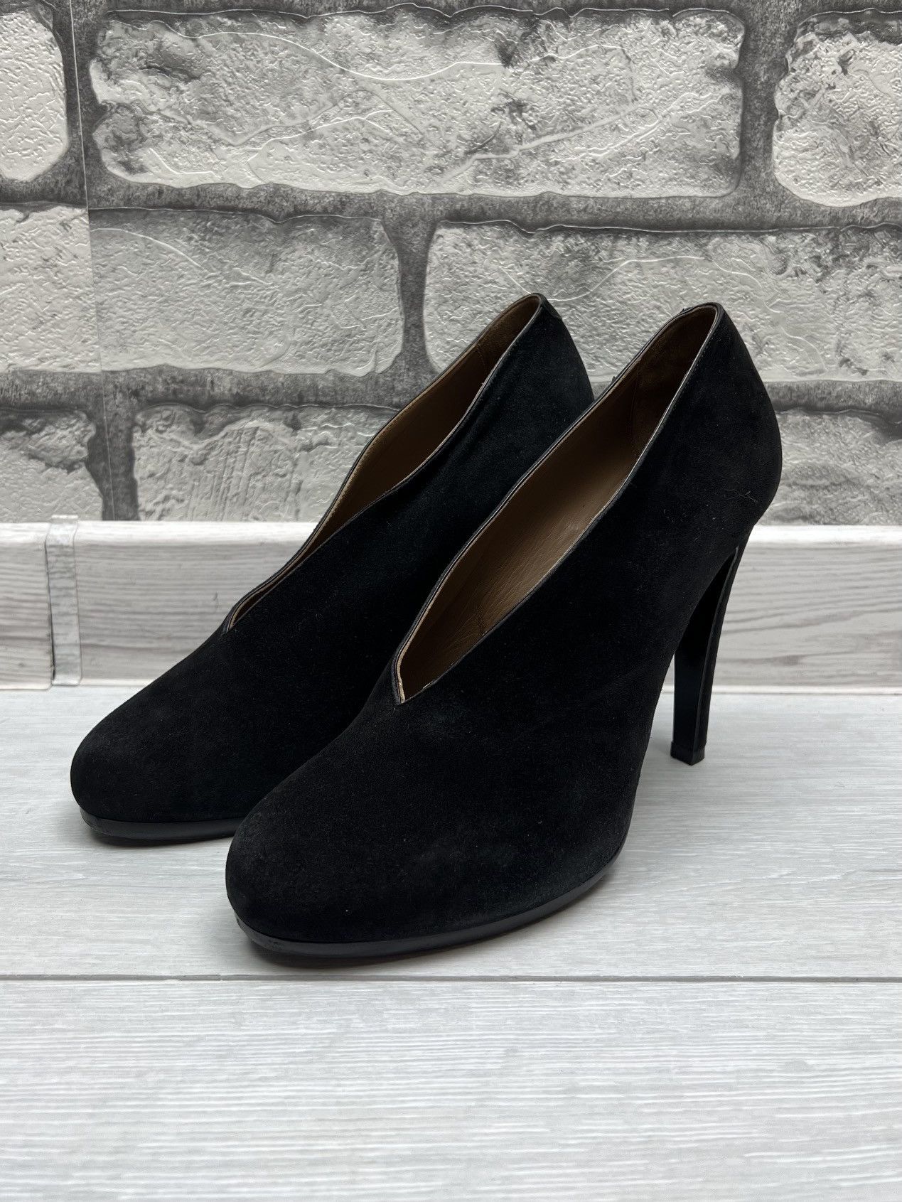 image of Women’S Hermes Paris Stiletto Heel Shoes Suede Pumps Size Eu 38 in Black, Women's
