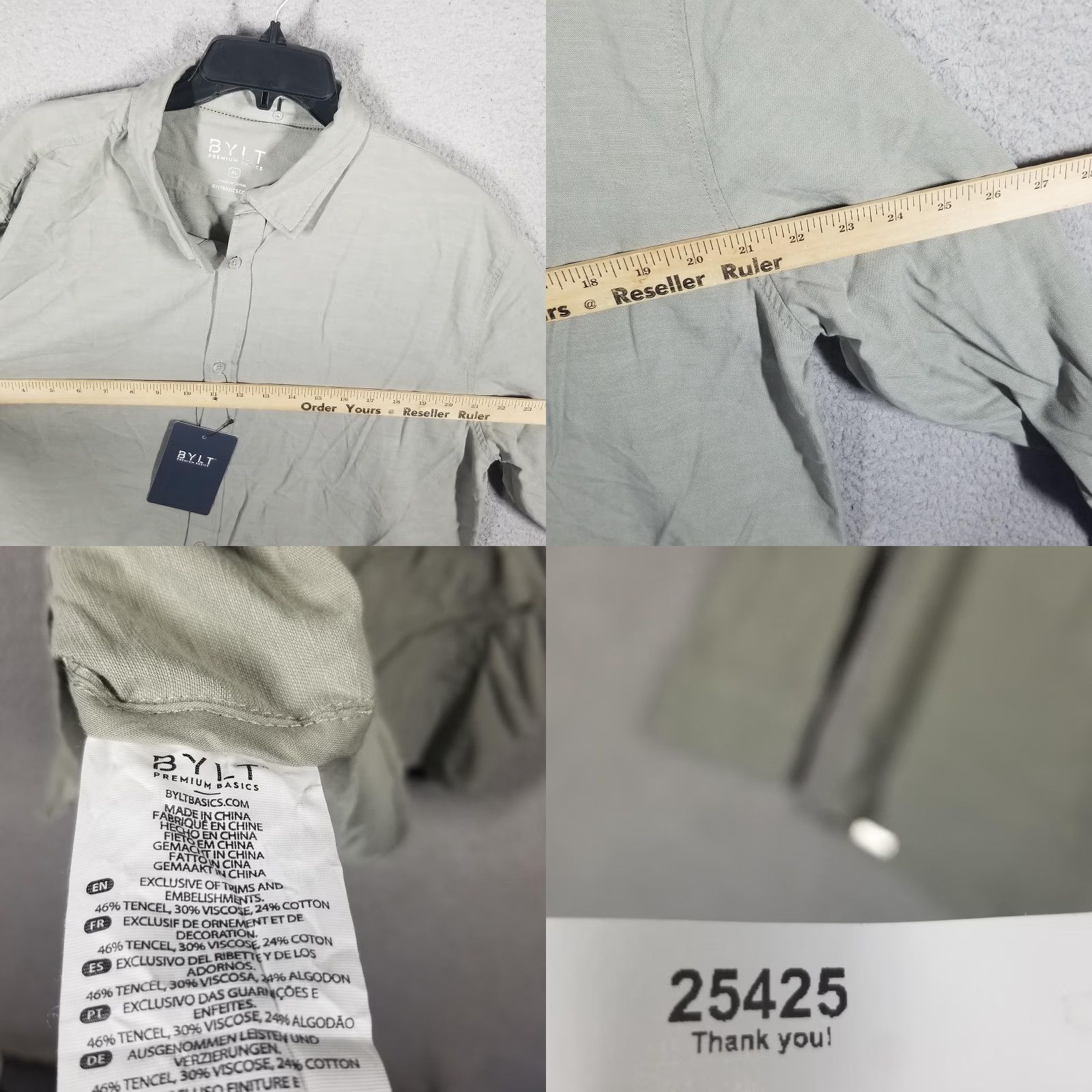 Asics BYLT Paloma 2.0 Shirt Mens XL Green Long Sleeve Button-Up Casual Soft Basics Shirt Size US XL / EU 56 / 4 - 8 Thumbnail