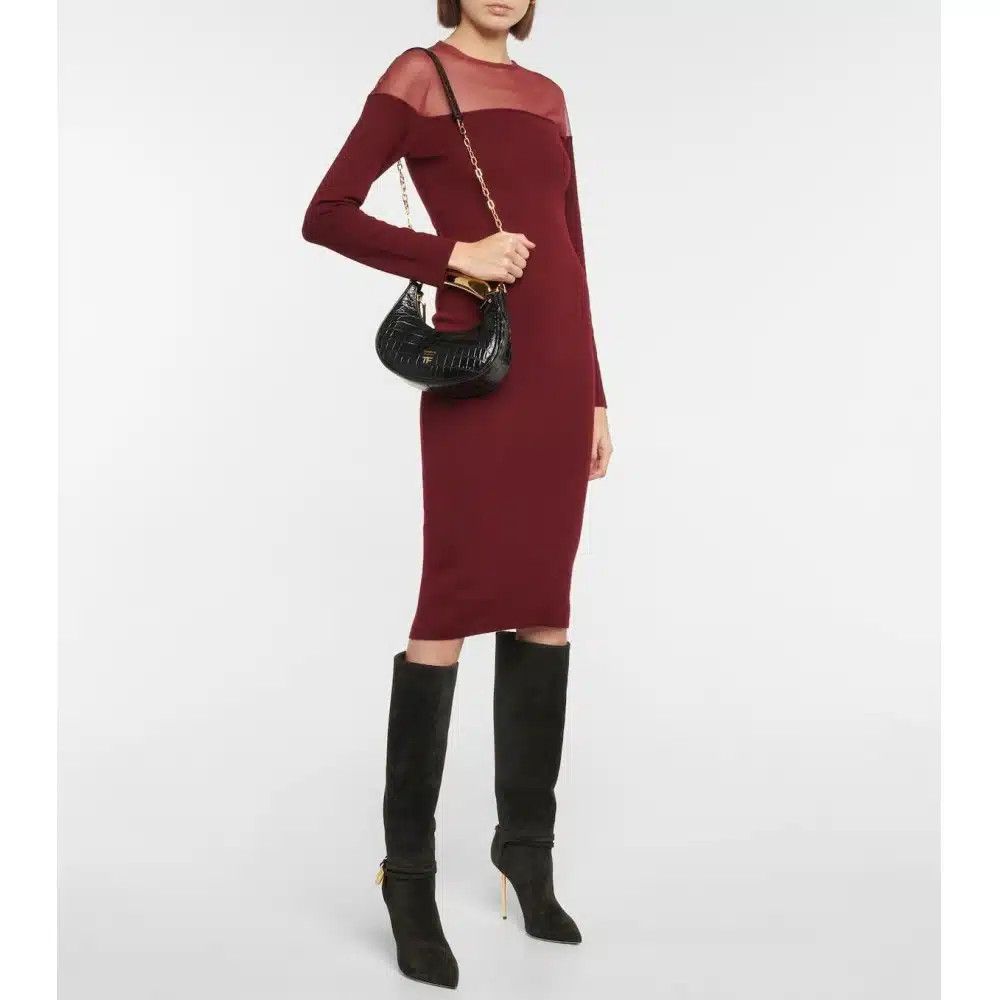 Tom Ford o1loc1c1124 W2529T Padlock Suede Knee Boots in Black Size US 12 / IT 42 - 5 Thumbnail