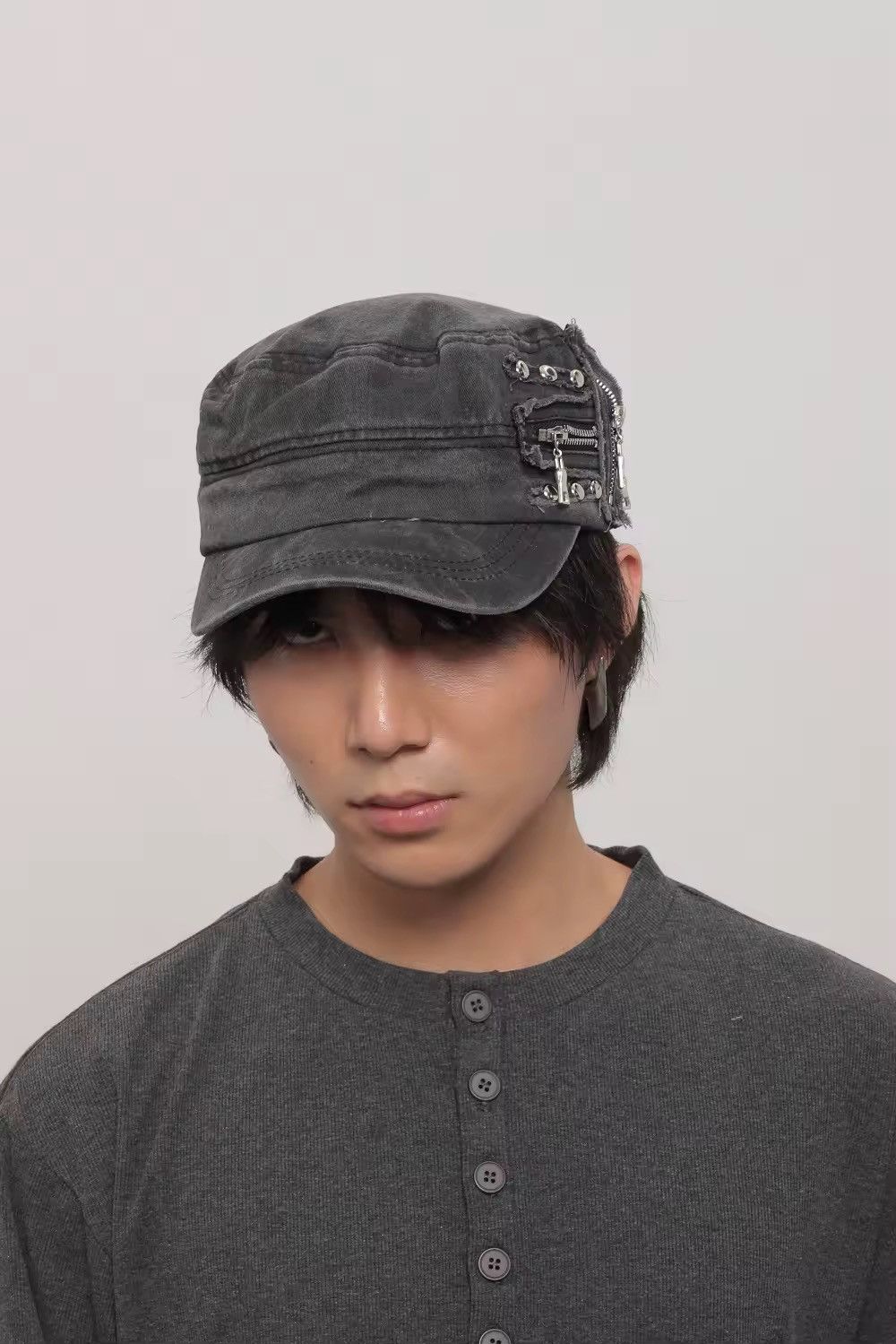 Other 2000s Distressed Punk Cap Black Faded Streetwear Washed Size ONE SIZE - 3 Thumbnail
