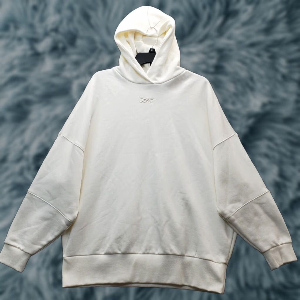 Reebok Reebok Hoodie Mens Large White Ribbed Hem & Cuff Drop Shoulder Sleeve Pullover Size US L / EU 52-54 / 3 - 1 Thumbnail