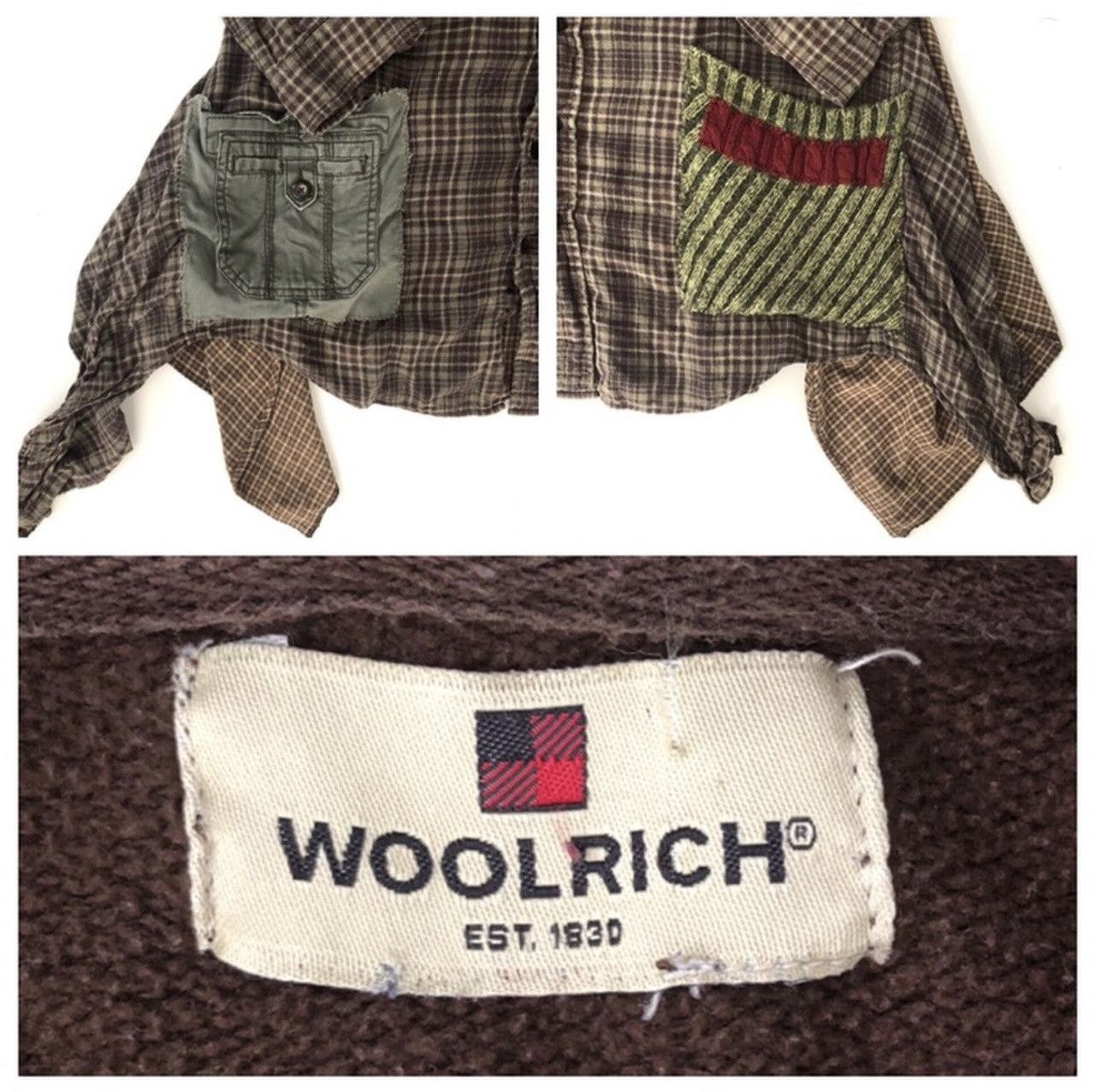 Woolrich Woolen Mills One of a Kind Handmade Woolrich patchwork Hoodie Sweatshirt Size US L / EU 52-54 / 3 - 4 Thumbnail