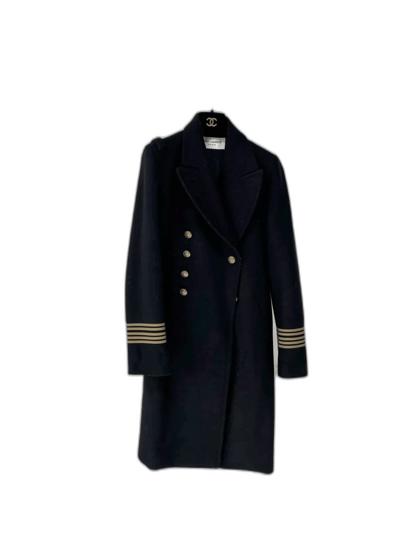Saint Laurent Paris Long Coat with Gold Buttons-2506 Size S / US 4 / IT 40 - 1 Thumbnail