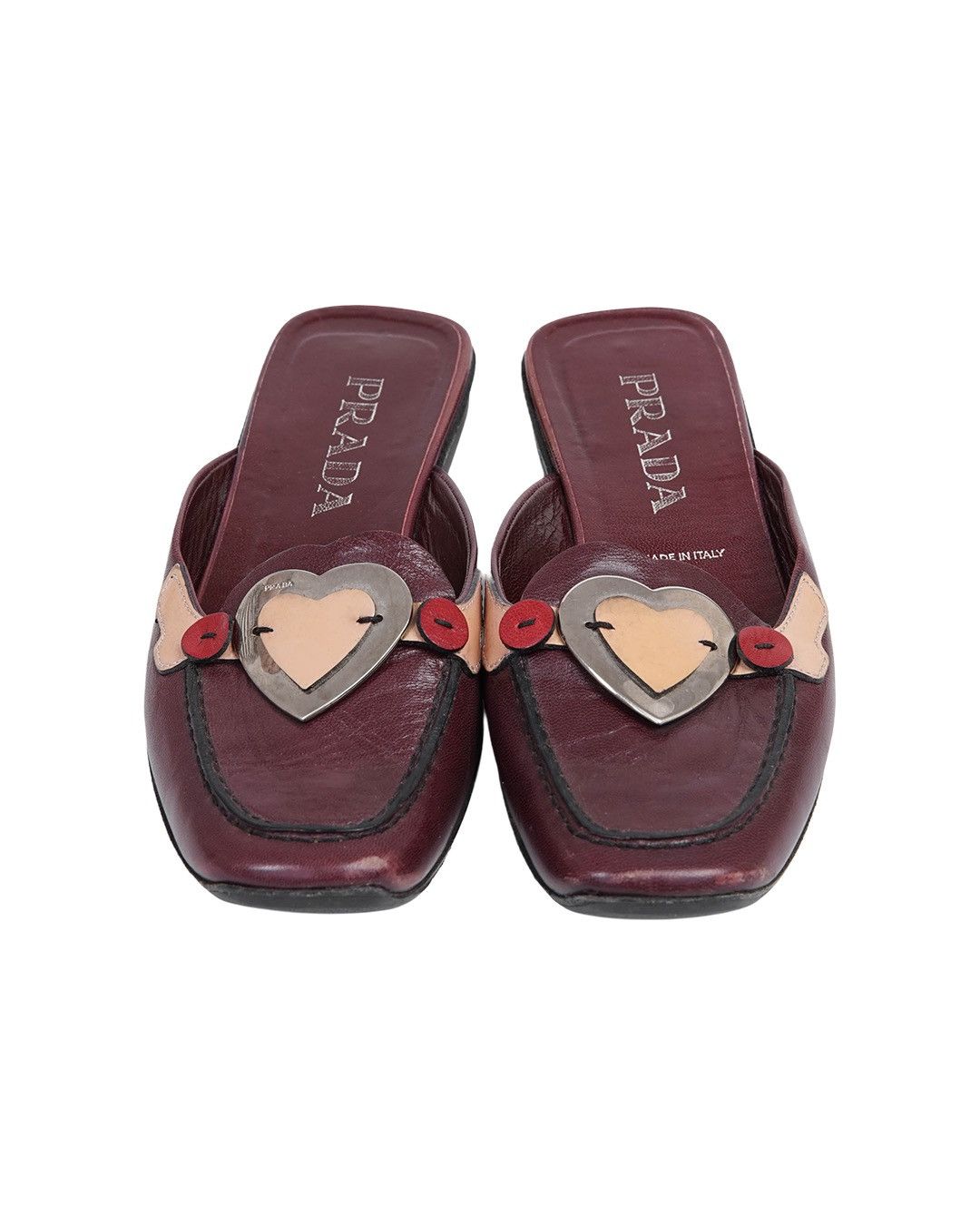 Prada Prada S/S2000 Burgundy Heart Slipper Size US 7 / IT 37 - 8 Thumbnail